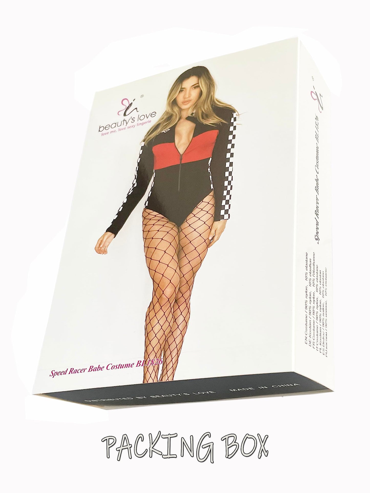 Beauty's Love Speed Racer Driver Costume - Halloween Speed Car Driver Bodysuit Costumes (black/red, Medium)