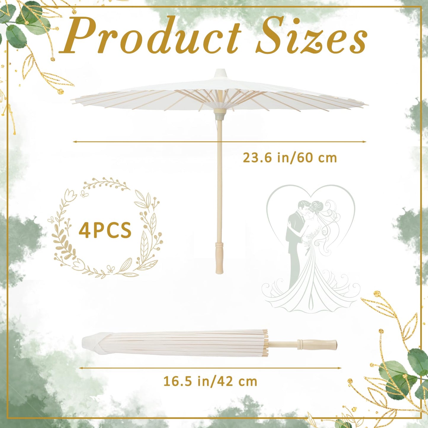 16 Pieces 23.6 Inches White Paper Umbrellas Chinese Japanese Oiled Paper Umbrella Large Paper Parasol Umbrella DIY Painting Oiled Paper Parasol Umbrella for Wedding Bridal Party Decor Photo Props