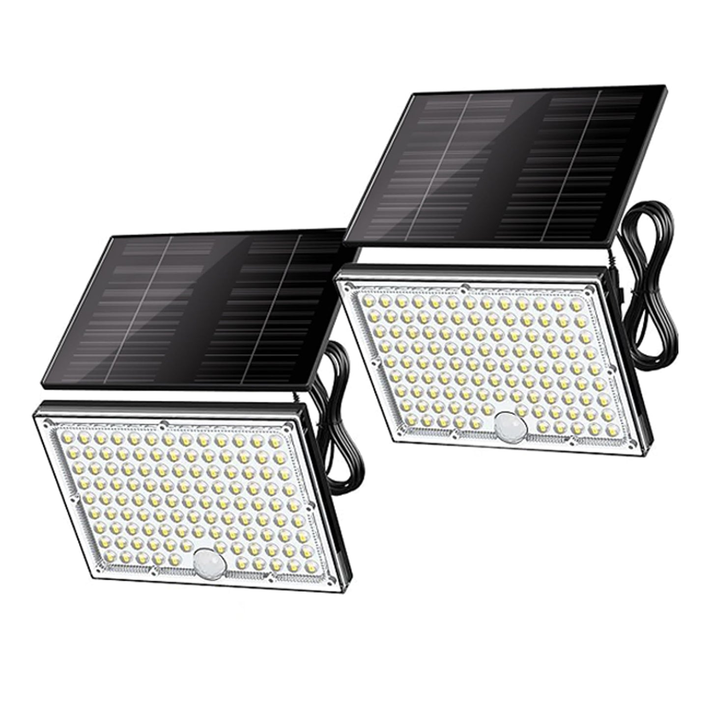 JACKYLED Motion Sensor Solar Lights Outdoor with 113 Bright LEDs, Dusk to Dawn Outside Flood Lights with 16ft Cable, Waterproof Solar Powered Security Spot Lights for Garden Barn Porch Garage, 2 Pack