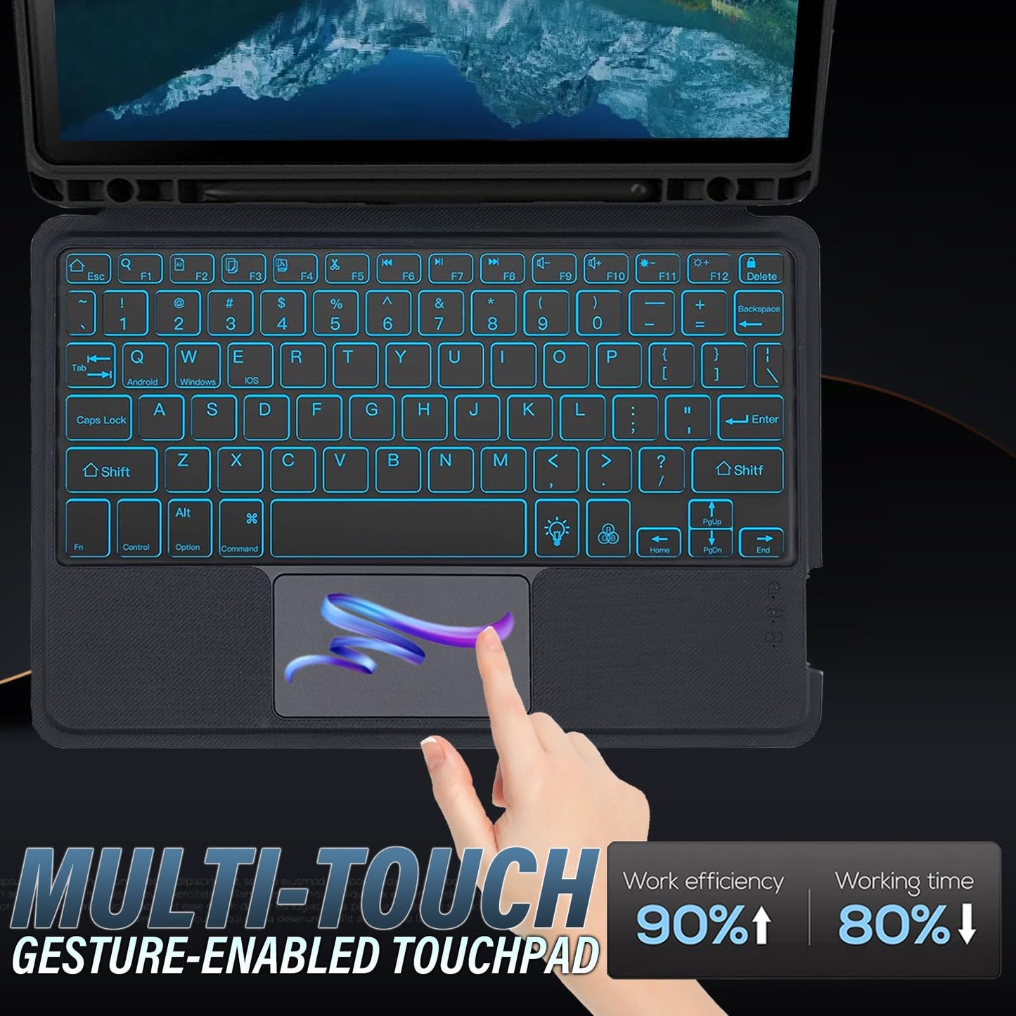 Backlit Touchpad Keyboard Case for Samsung Galaxy Tab A9 Plus 11 inch 2023, Backlight Multi-Angle Kickstand,Portrait/Landscape Stand Detachable Magnetic Cover Case for Tab A9+ (X210/X216/X218)