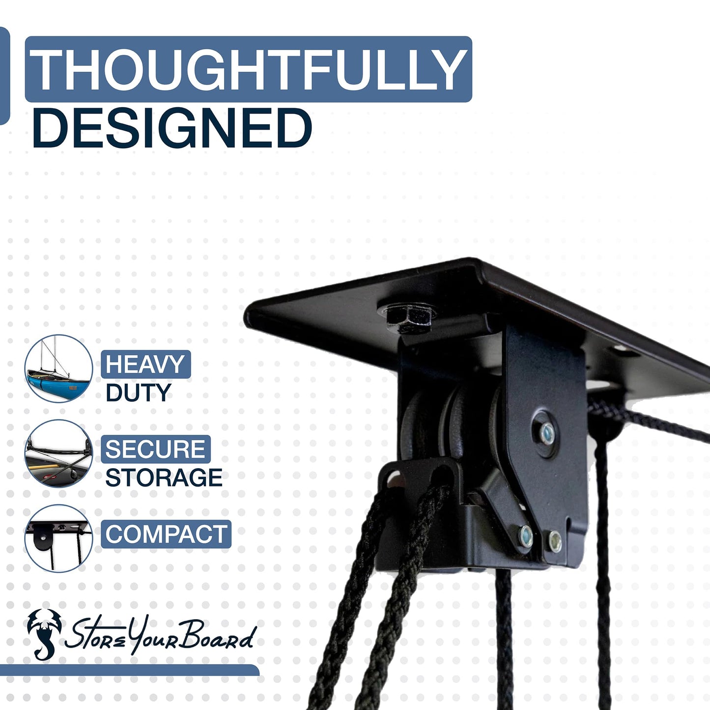 StoreYourBoard Cargo Box Ceiling Hoist – Heavy-Duty Garage Pulley Lift System for Rooftop Carriers, Fits 8–10 ft Ceilings, Cargo Box Storage, Garage Organization, Holds 150 lbs