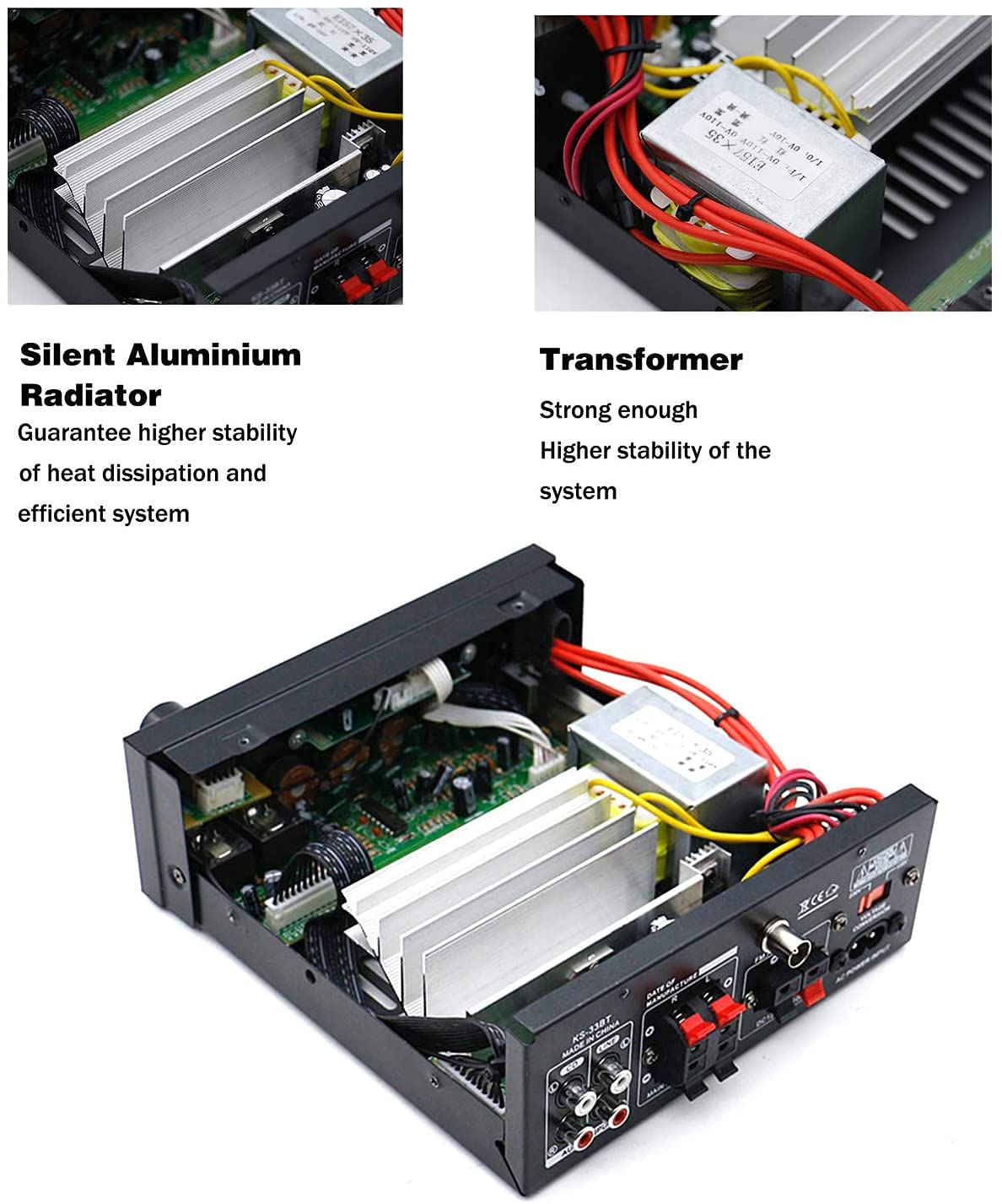 1000W Mini Stereo Amplifier Bluetooth 5.0 Home Audio Power Amplifier, Dual Channel Wireless Sound Audio Stereo Receiver System w/USB, SD, AUX