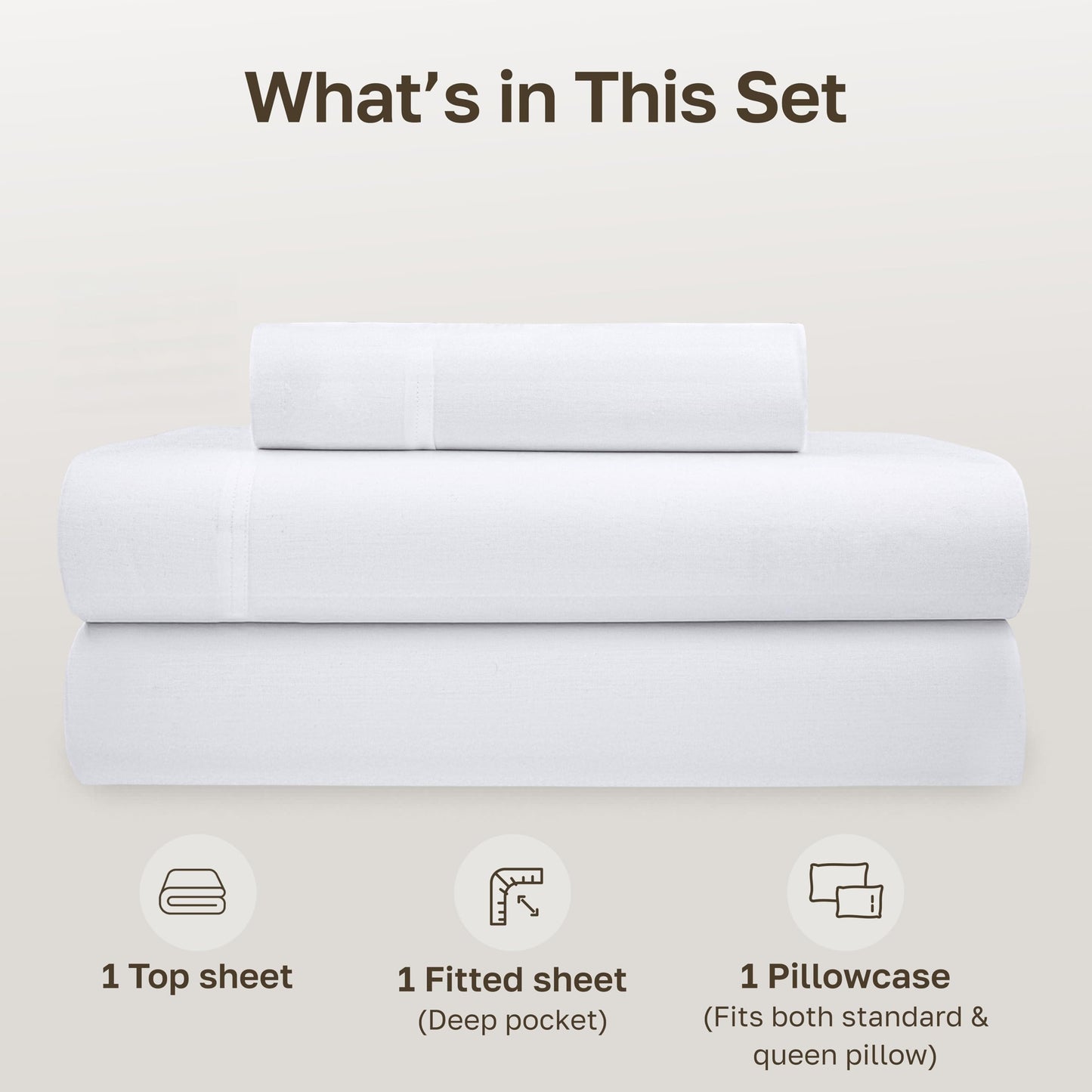California Design Den Twin Sheets Set - Soft 100% Organic Cotton Sheets with Deep Pockets, Crisp Percale, Breathable and Durable Bedding Set - White