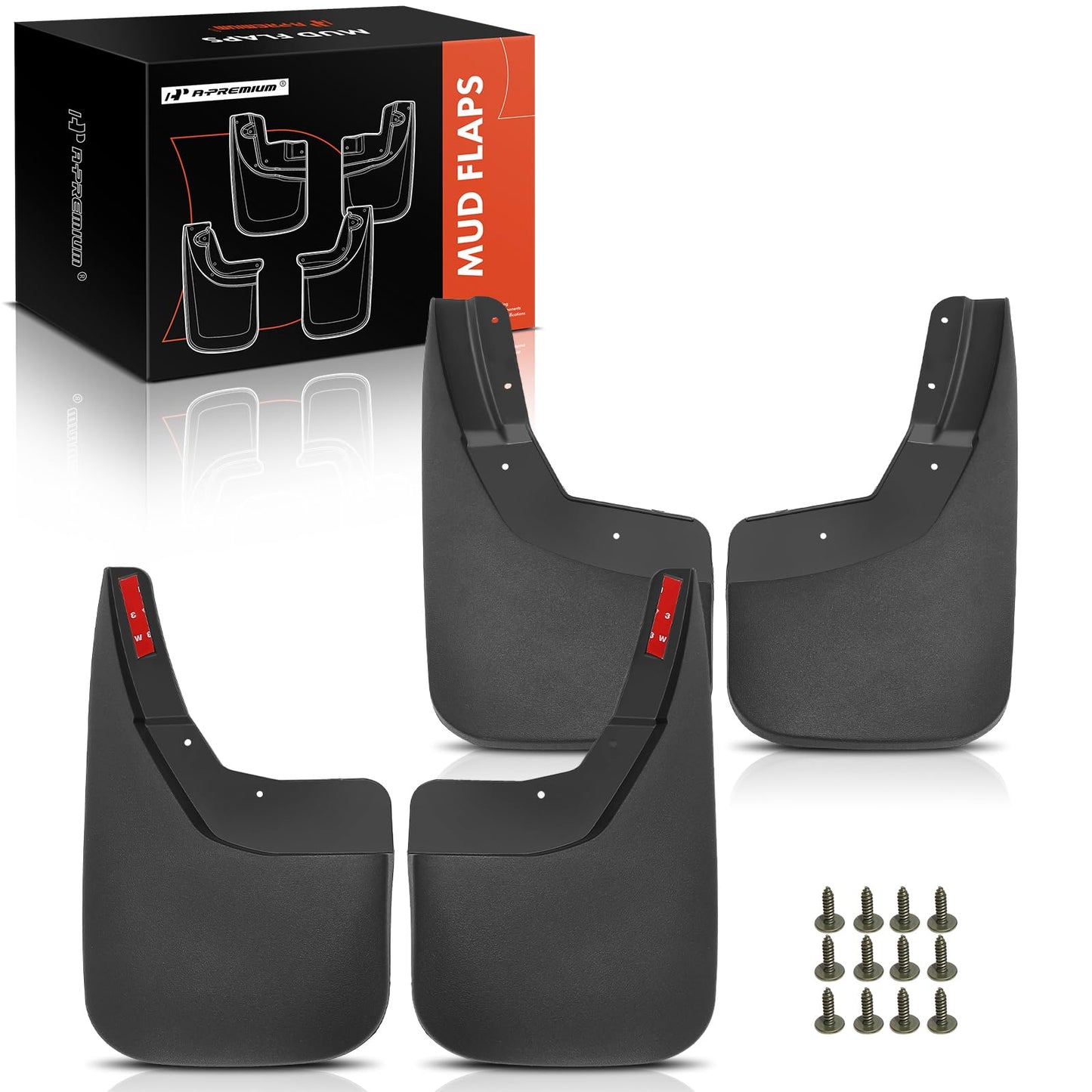 A-Premium Set of 4PCS Mud Flaps Splash Guards Mudguards Mudflaps with Hardware Kits Accessory Compatible with Chevrolet Silverado 1500 3500 2500 HD 3500 HD, 2014-2018, Front LH RH and Rear LH RH