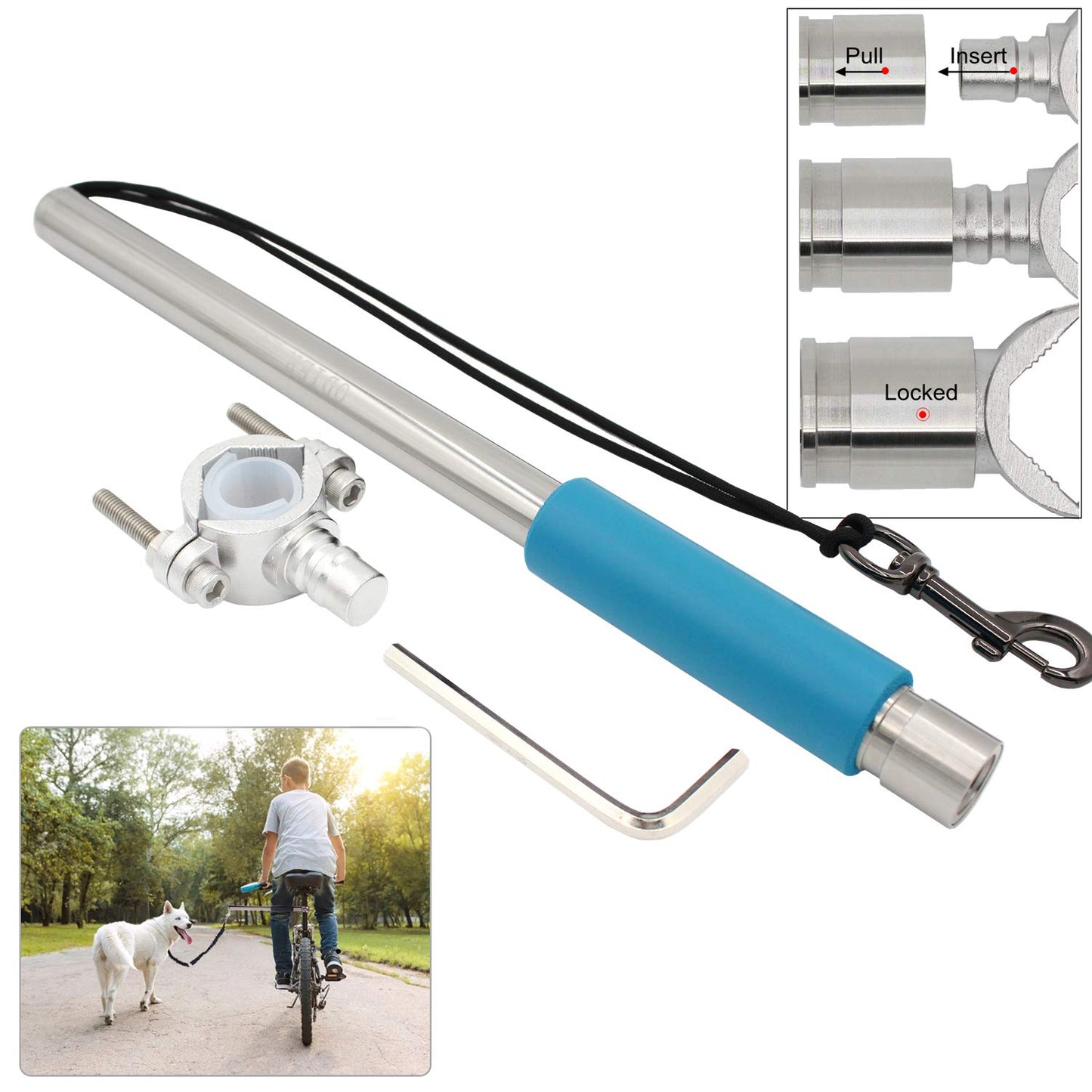 Hands Free Bike Dog Leash [Ultra Strong UHMWPE Leash] Quick Release Bicycle Dog Exerciser Leash 500-lbs Pull Strength (New Version)
