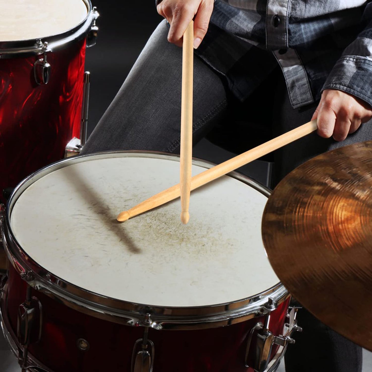 GNIEMCKIN Drum Sticks, 24 Pairs 5A Drumsticks,16 Inch, Classic Wood Tip Drumstick Bulk, Pitch Matched Drumsticks Maple Wood Drum Sticks