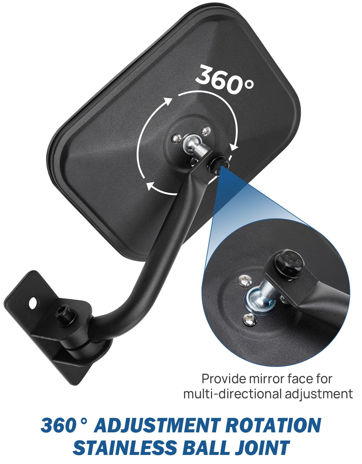 JOYTUTUS Mirrors Doors Off Compatible with Wrangler TJ JK JKU 1997-2018, Easy-Install Side View Mirrors, No Vibration & Wobble, Does Not Fit on Doors