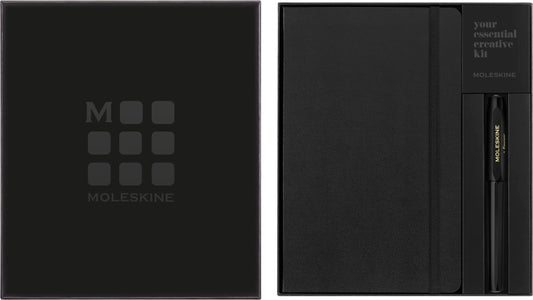 Moleskine Classic Notebook and Kaweco Roller Pen Bundle, Large, Ruled, Black, Hard Cover (5 x 8.25)