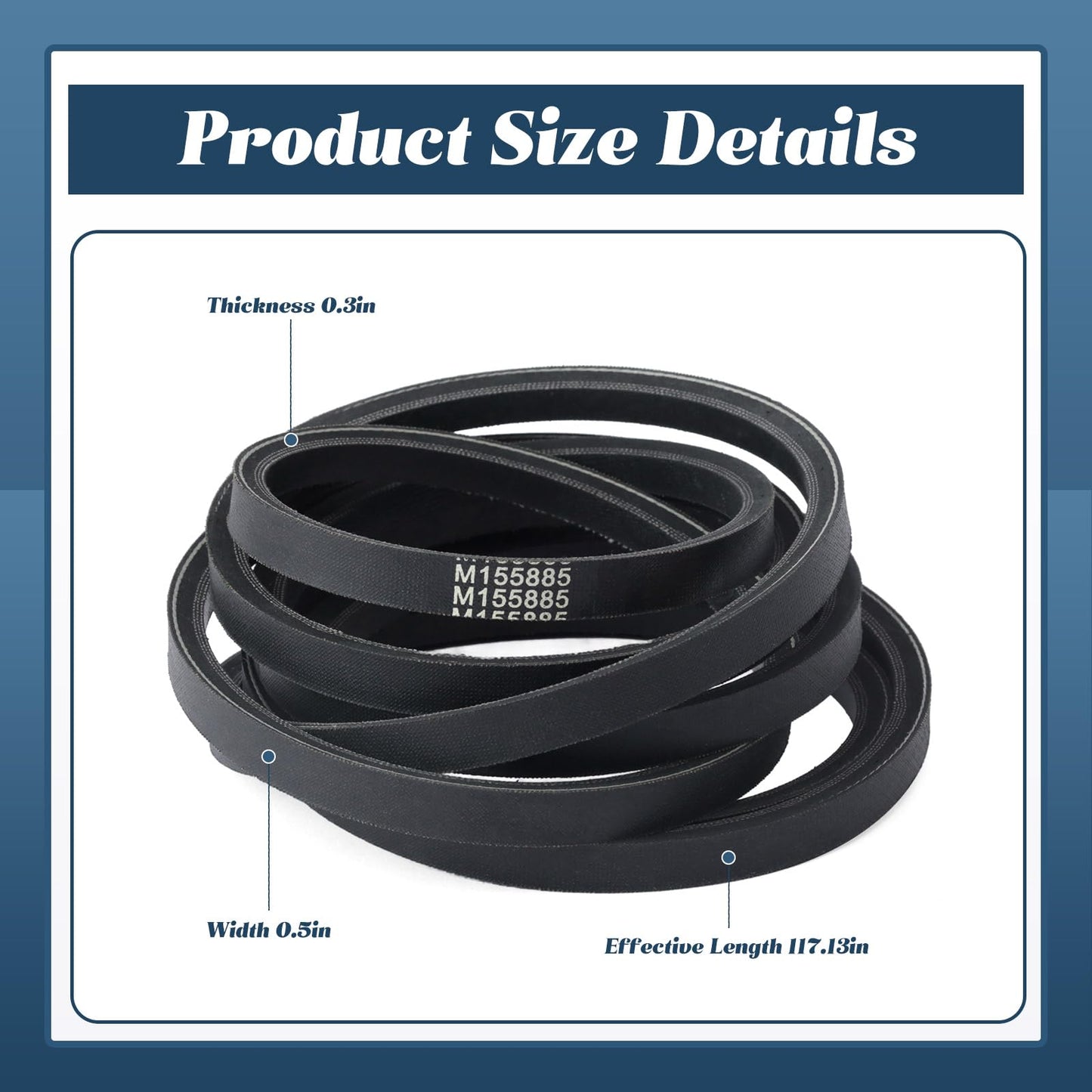 Esttlamer M155885 Drive Belt Compatible with John Deere L100 110 120 130 LA105 115 125 135 X110 140 D100 D120 D125, 44" Snow Blower Heavy Duty V-Belt