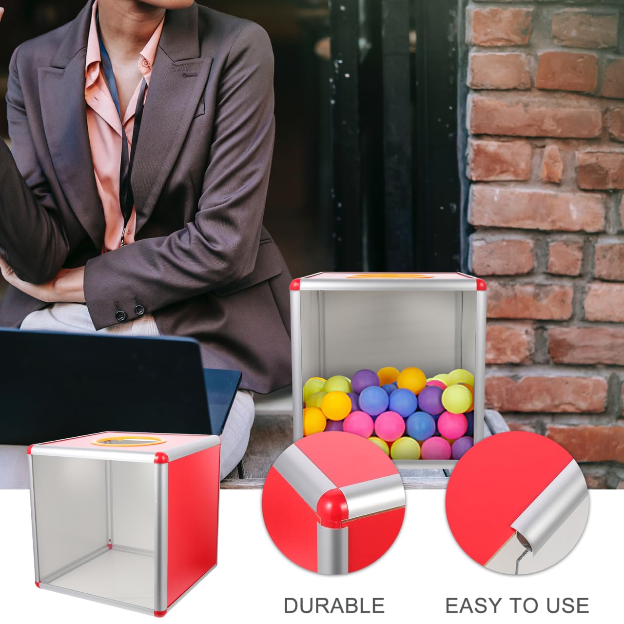 SAFIGLE Multi-Function Lottery Box 9.8 Inch Clear Raffle Draw Box with Slot for Tickets Ballots Donation Meeting Use
