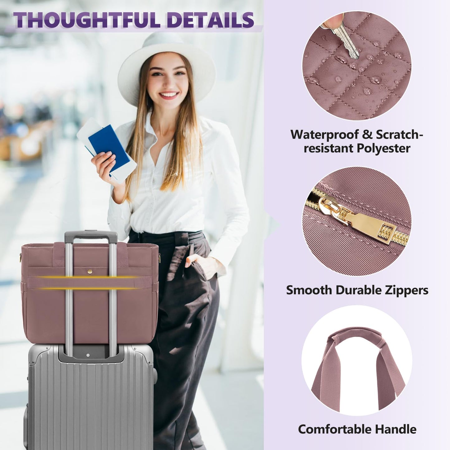 SDYSM Teacher Tote Bag for Women 15.6 inch Laptop Bag Work Bags Nurse Tote Professional Computer Messenger Shoulder Bags Laptop Briefcase for Office, College, Nursing