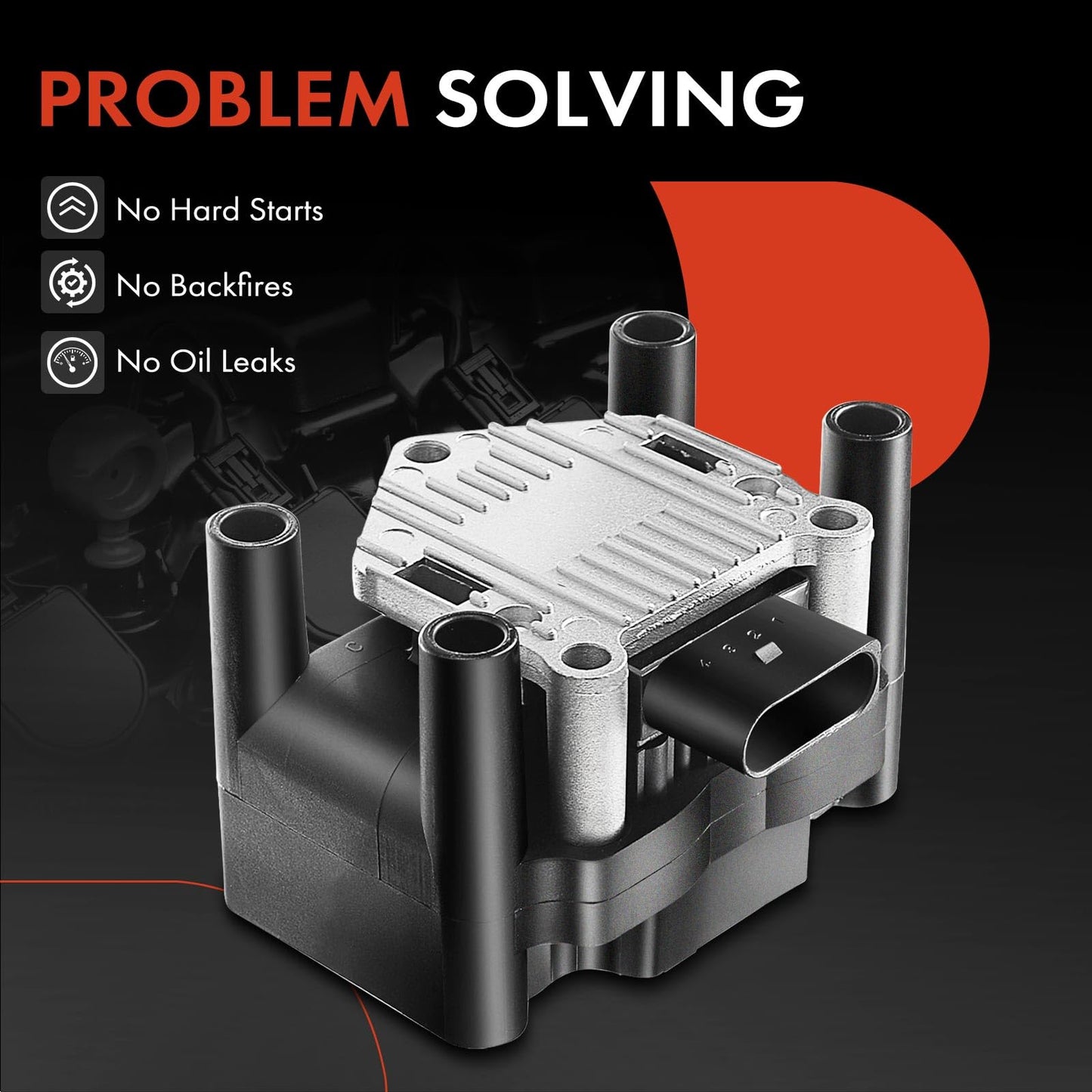 A-Premium Ignition Coil Compatible with Audi Seat & Volkswagen Vehicles - 1.2L 1.4L 1.6L 1.8L 2.0L - A3 1998-2003, Ibiza 2003-20017, Beetle 1998-2006, Golf 1999-2001, Jetta 1999-2015, Polo 2003-2018