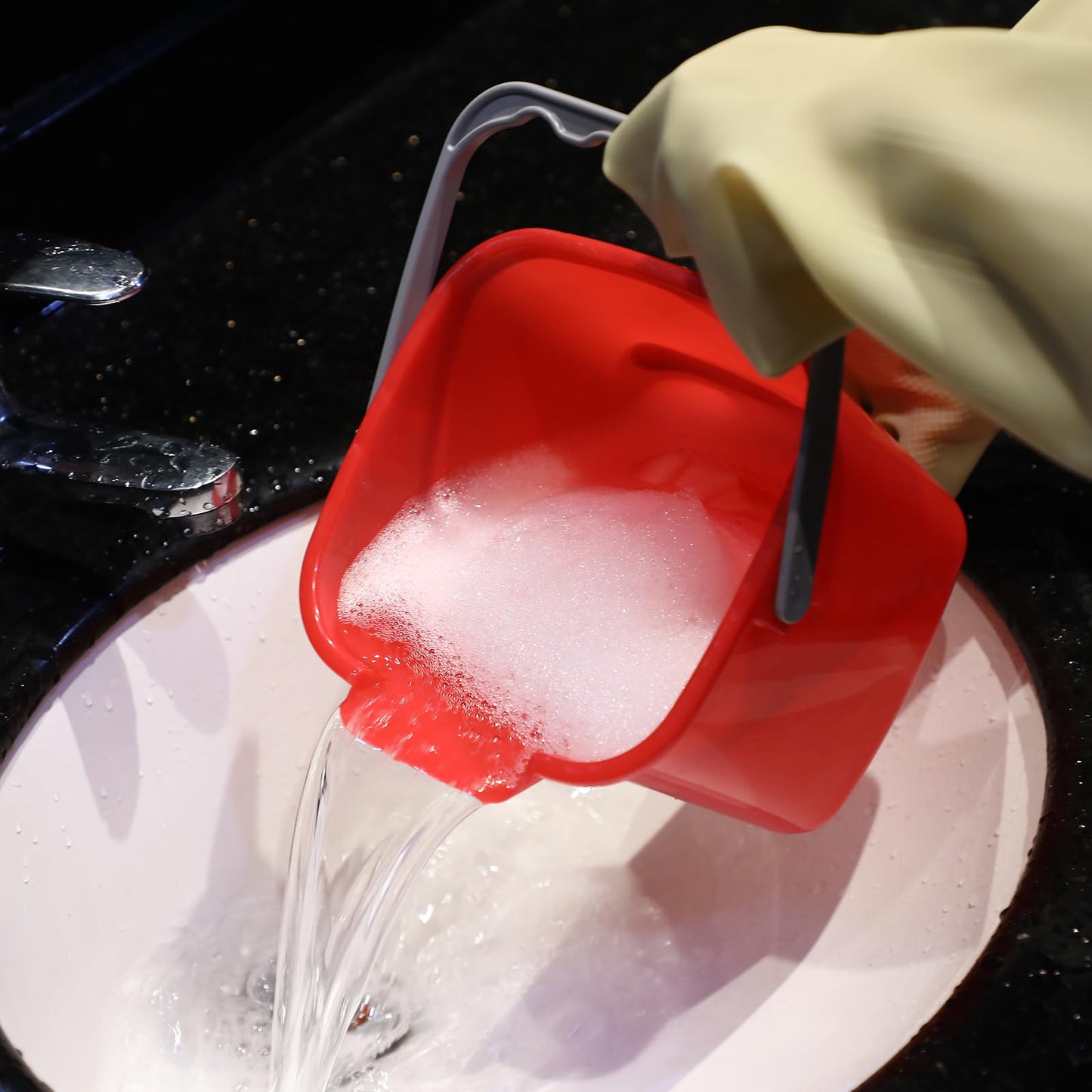 6 Pcs 6 Quart Cleaning Bucket Small Sanitizing Square Bucket Detergent Pail for Home Commercial Restaurant Kitchen Office School (Red, Green)