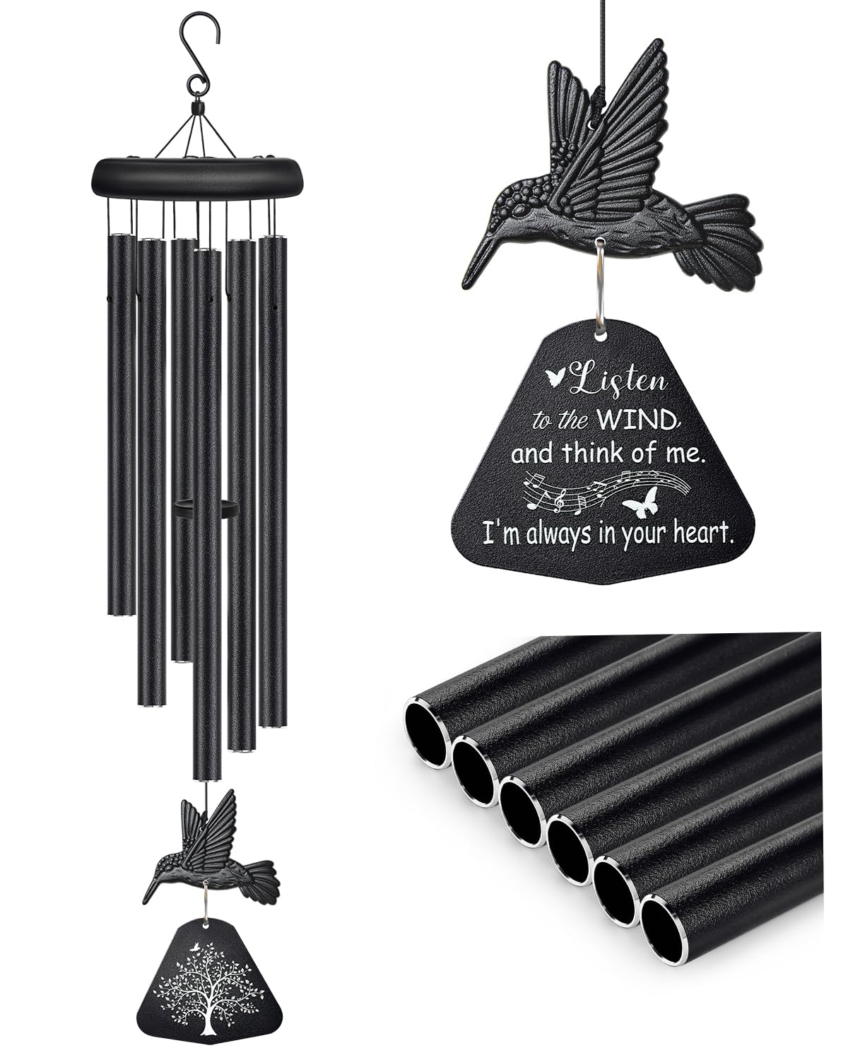 Sympathy Wind Chimes for Outside Deep Tone, Memorial Wind Chimes for Loss of Loved One Prime, Bereavement Condolence Remembrance Funeral Gifts for Grieving Friends Loss of Mother Father
