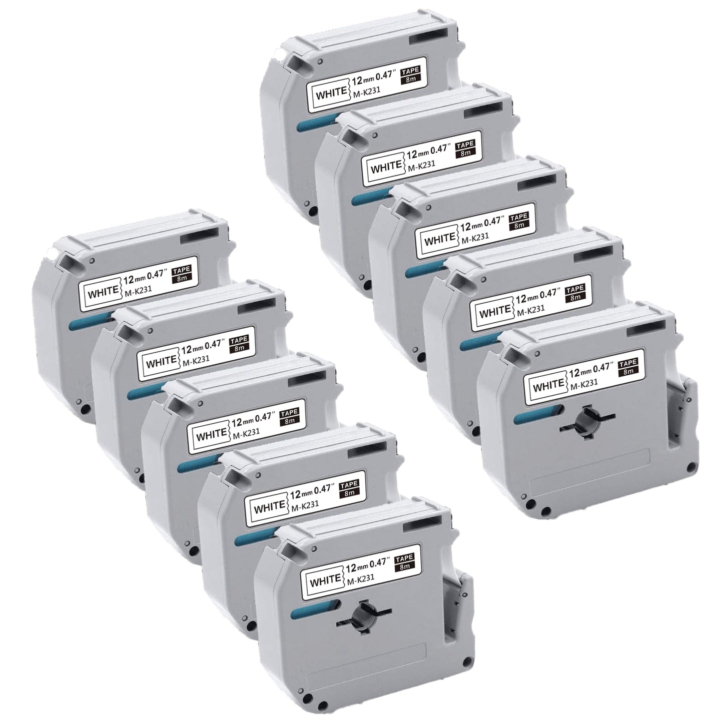 10 Pack M-K231s M-K231 Label Tape Replace for Brother M Tape P Touch MK231 M-231 M231 M231s 12mm 0.47 Label Maker Tape Work with Brother Ptouch PT-M95 PT-65 PT-90 PT80 PT-70 PT-65, Black on White