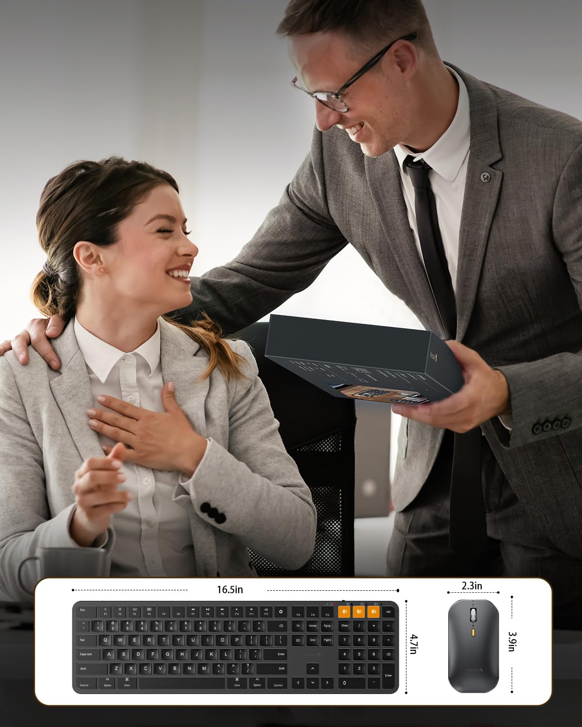 ProtoArc Backlit Bluetooth Keyboard and Mouse for Mac, KM100-A Multi-Device Wireless Keyboard Mouse for Mac, Full Size Rechargeable for MacBook Pro/Air, iPhone, iPad, Black