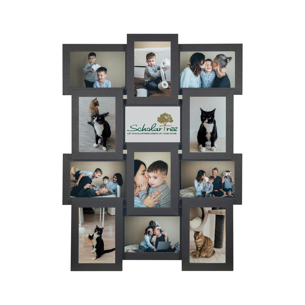 Scholartree Collage Picture Frames for 12 Photos, 4 x 6 Inches, Assembly Required, Black