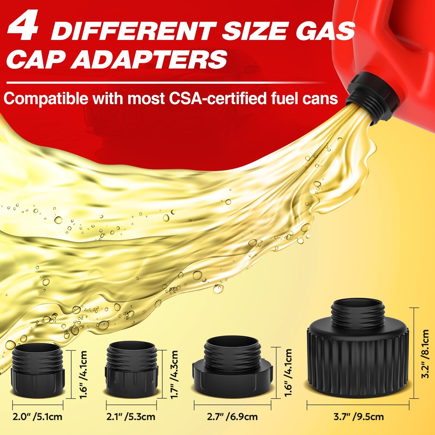 2026 Upgraded Electric Fuel Transfer Pump with Auto-Stop, 3.2 Gallon per Min, USB & Battery Powered, 51" Hose, 4 Gas & Jerry Can Adapters, Leak-Proof Gas Pump for Gasoline, Diesel and Kerosene