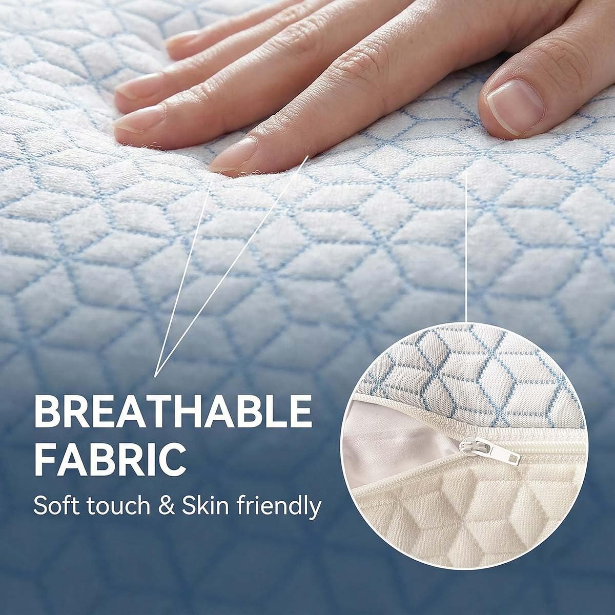 Faux-Goose Down Pillows Standard/Queen Size Set of 2, Cooling Soft Fluffy Pillows with Zippered Removable Cover(Rayon Drived from Bamboo Fabric) for Side Back Stomach Sleepers