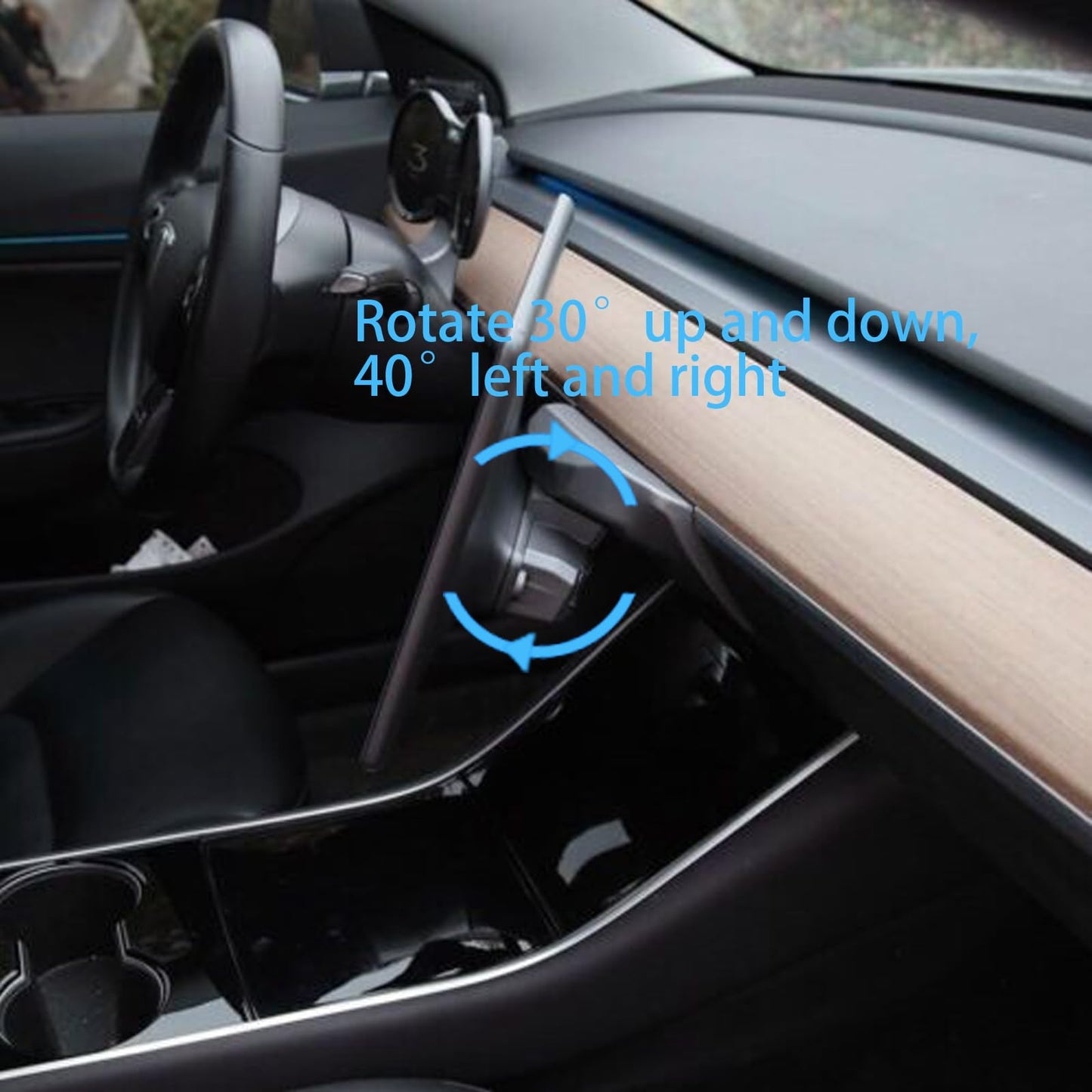 EYSENC Upgraded Screen Tilt Swivel Hinge Mount for Tesla Model 3 2017-2023 and Tesla Model Y 20-24, 4 Way Rotation Adjustment Center Console Screen Rotating Hinge Holder