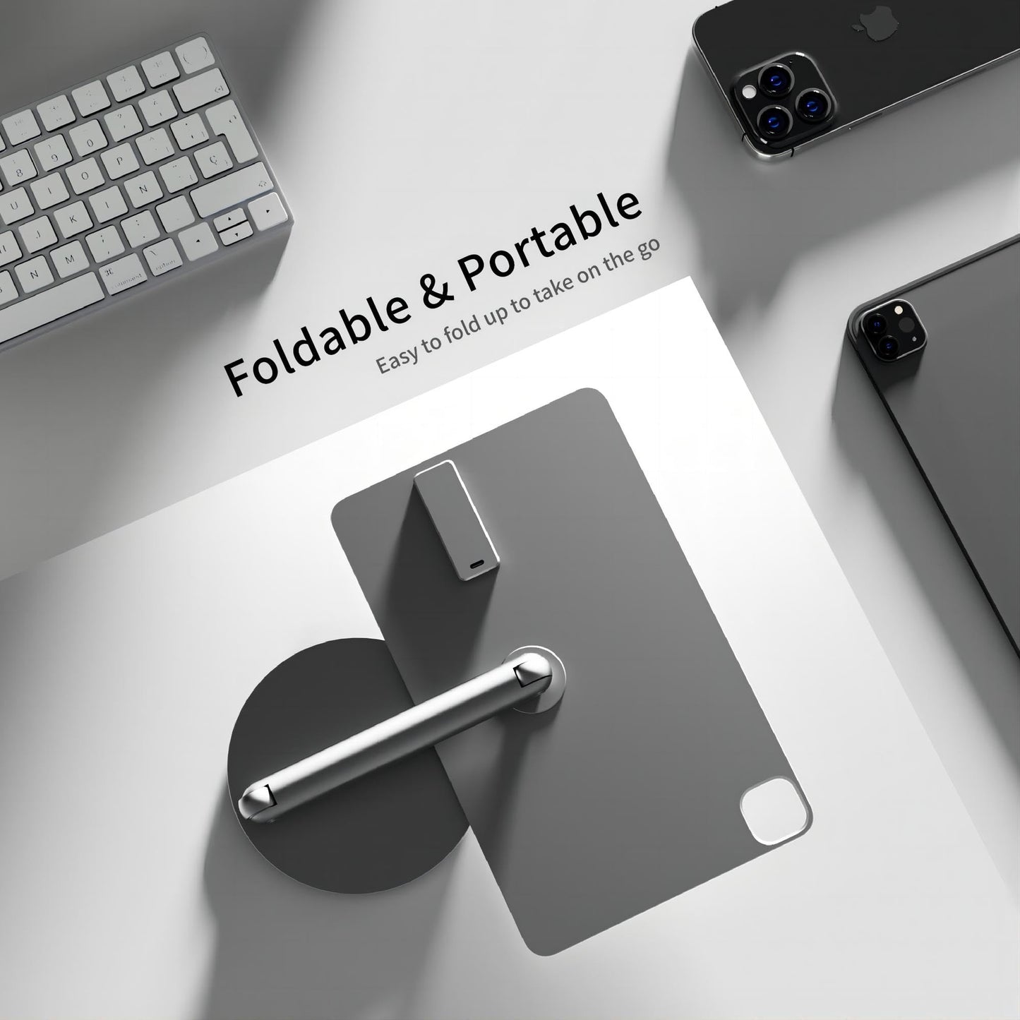 [Upgrade] LULULOOK Wireless Charging Magnetic Stand for iPad Air 13'' M3(2025) M2(2024)/ iPad Pro 12.9" 6th/5th/4th/3rd, 360°Adjustable Foldable Aluminium Tablet Stand for Home, Kitchen, Office