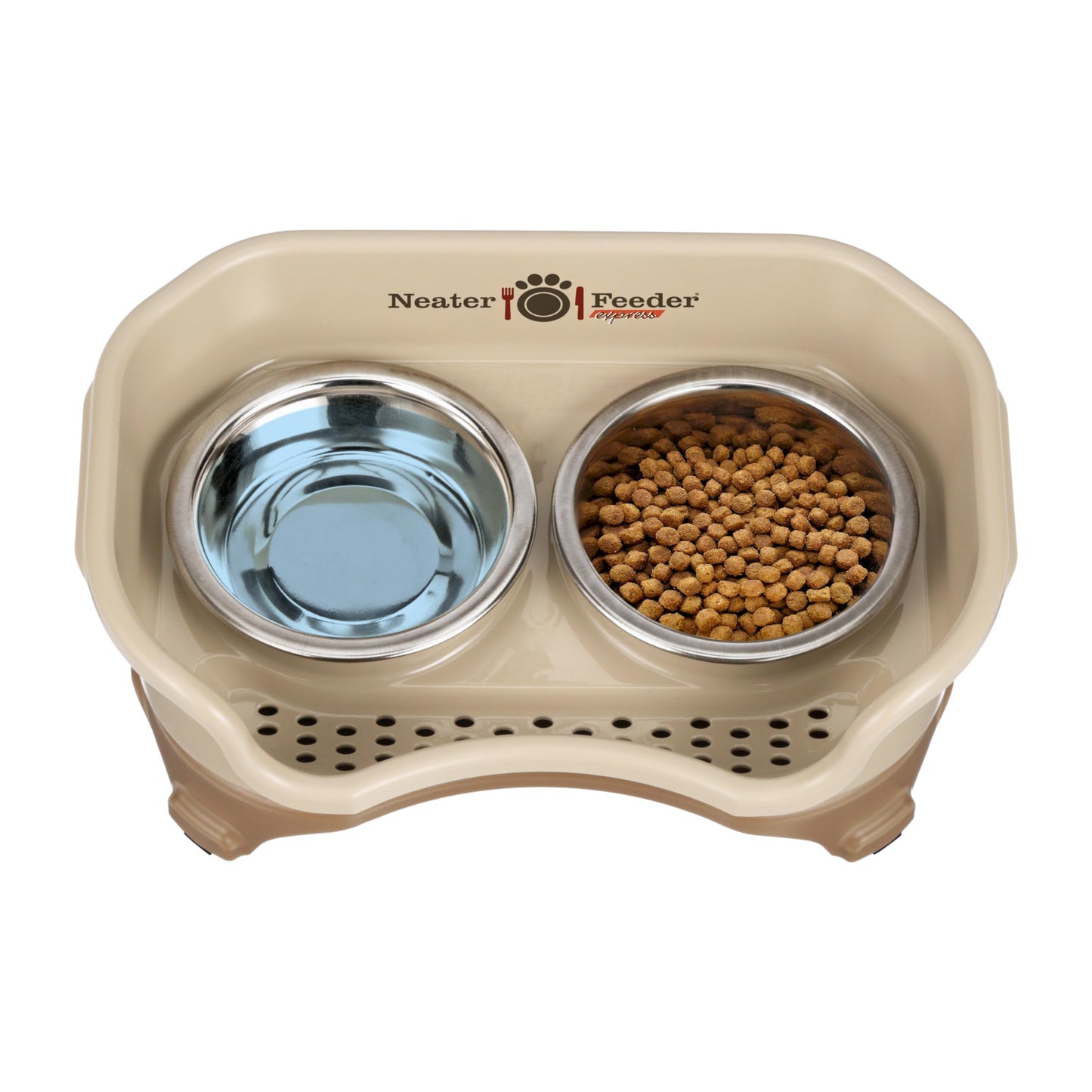 Neater Feeder - Express Model - Mess-Proof Cat & Dog Bowls – Made in USA – Elevated, No Spill, Non-Tip, Raised Stainless Steel Food & Water Bowls