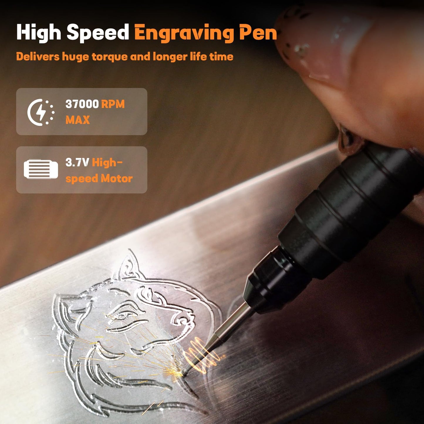 HARDELL Engraving Pen for DIY, Rechargeable Mini Engraver Pen with 6 Rotating Grinding Heads, Cordless Portable Electric Micro Engraver Machine for Jewelry, Glass, Wood, Ceramic, Metal