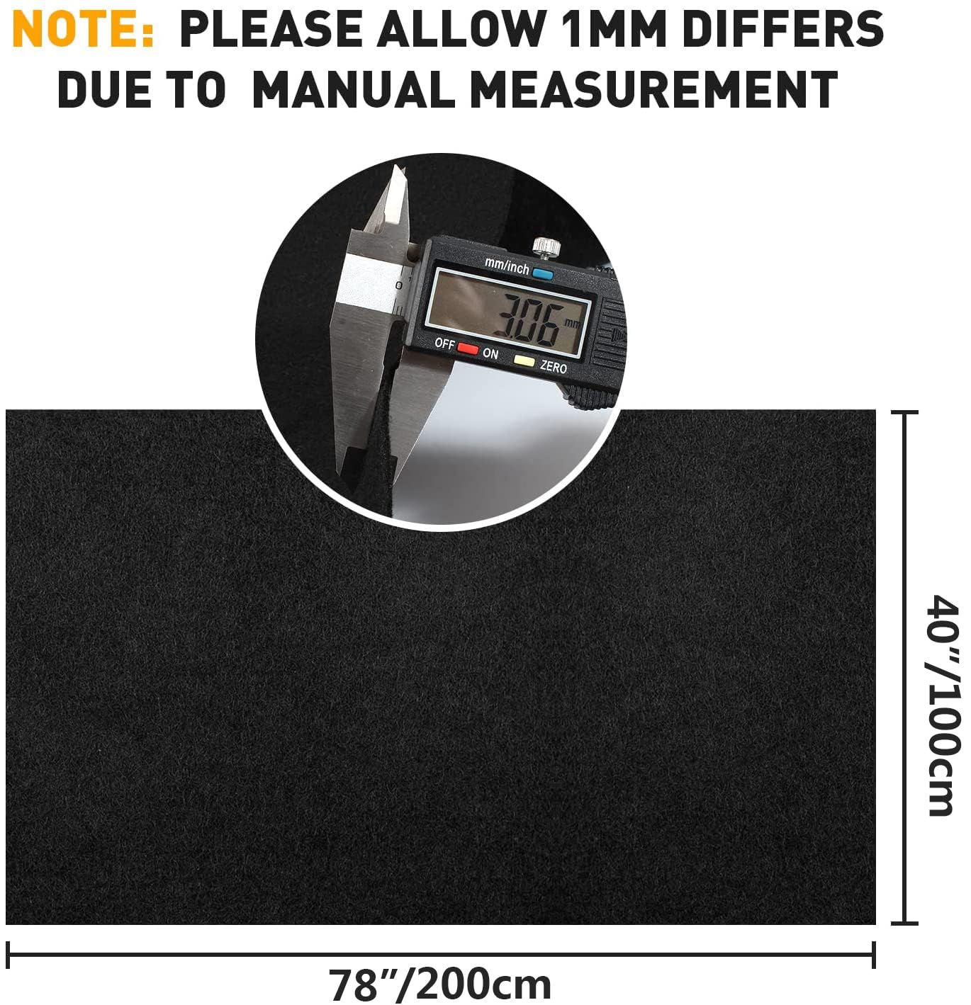 Halero 78"x40" Black Underfelt Carpet for Speaker,Sub Box Carpet, Auto,RV,Boat,Marine,Truck,Car Trunk Felt Liner Carpet