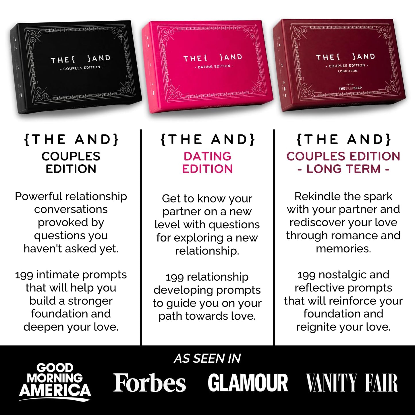 (The and) Couples Edition - 199 Meaningful Conversation Cards for Couples - Questions to Deepen Connection & Build Relationships - Intimate & Romantic Card Game on Date Night by The Skin Deep