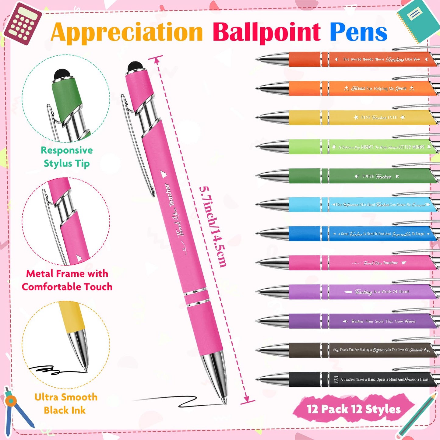 72 Pcs Teacher Appreciation Gifts Bulk Include 24 Coffee Cup Notepads Sticky Notes+ 24 Ballpoint Pens + 24 Drawstring Gift Bags, Best Teachers Gift Thank You Gift for Teachers Office Staff