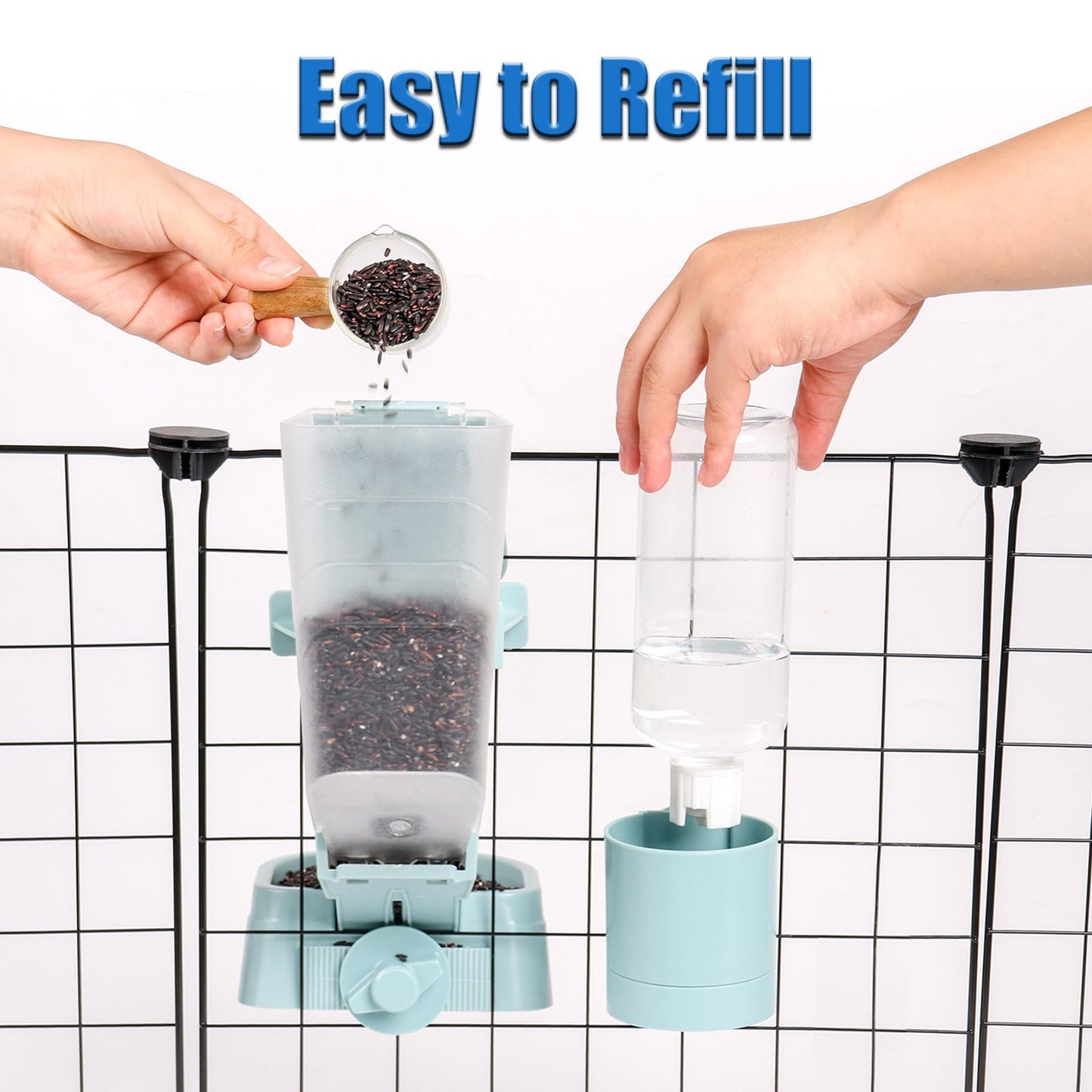 Oncpcare Rabbit Food and Water Bowl Set for Cage - Small Animal Food Dish for Rabbits, Ferrets, Cats, Birds
