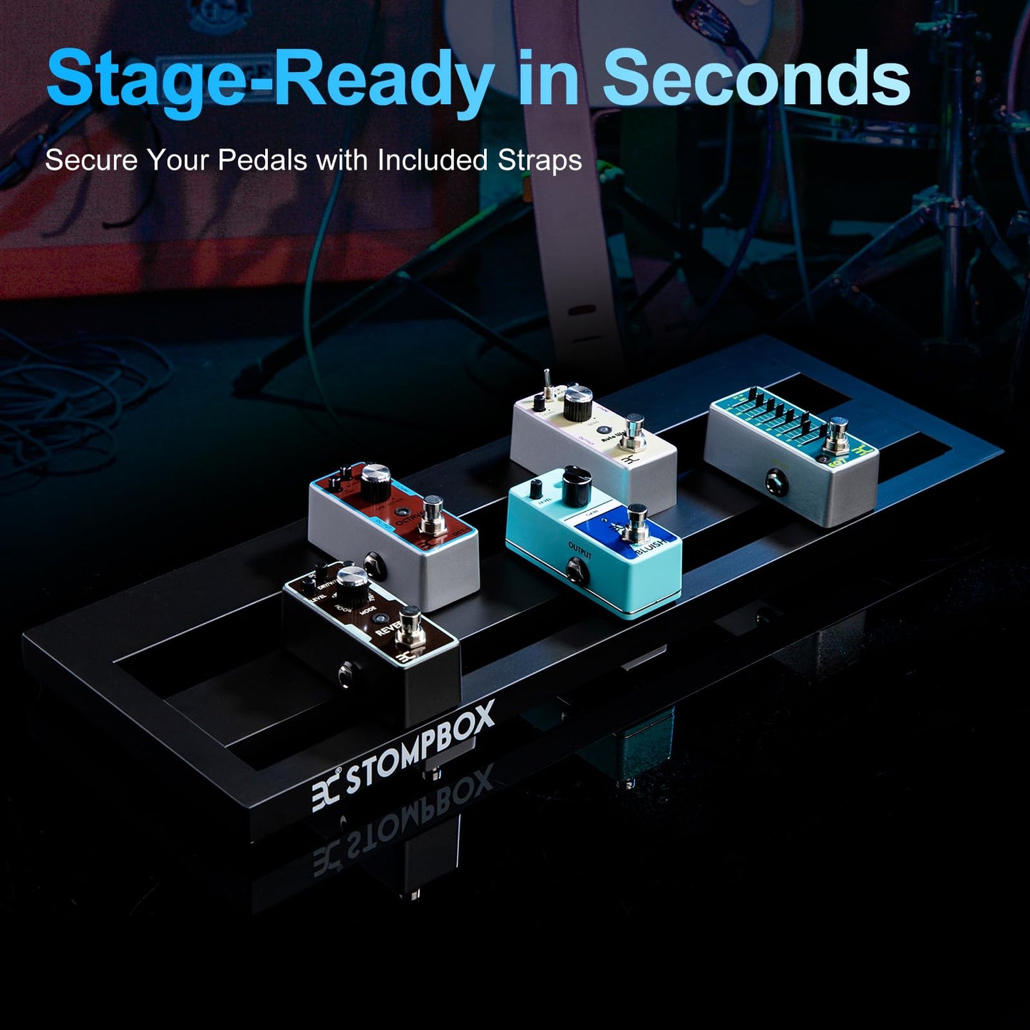 EX Portable 20" Guitar Effects Pedal Board Pedalboard Aluminum Alloy With 2 Roll Fastener Tapes Black For A Simple Rig