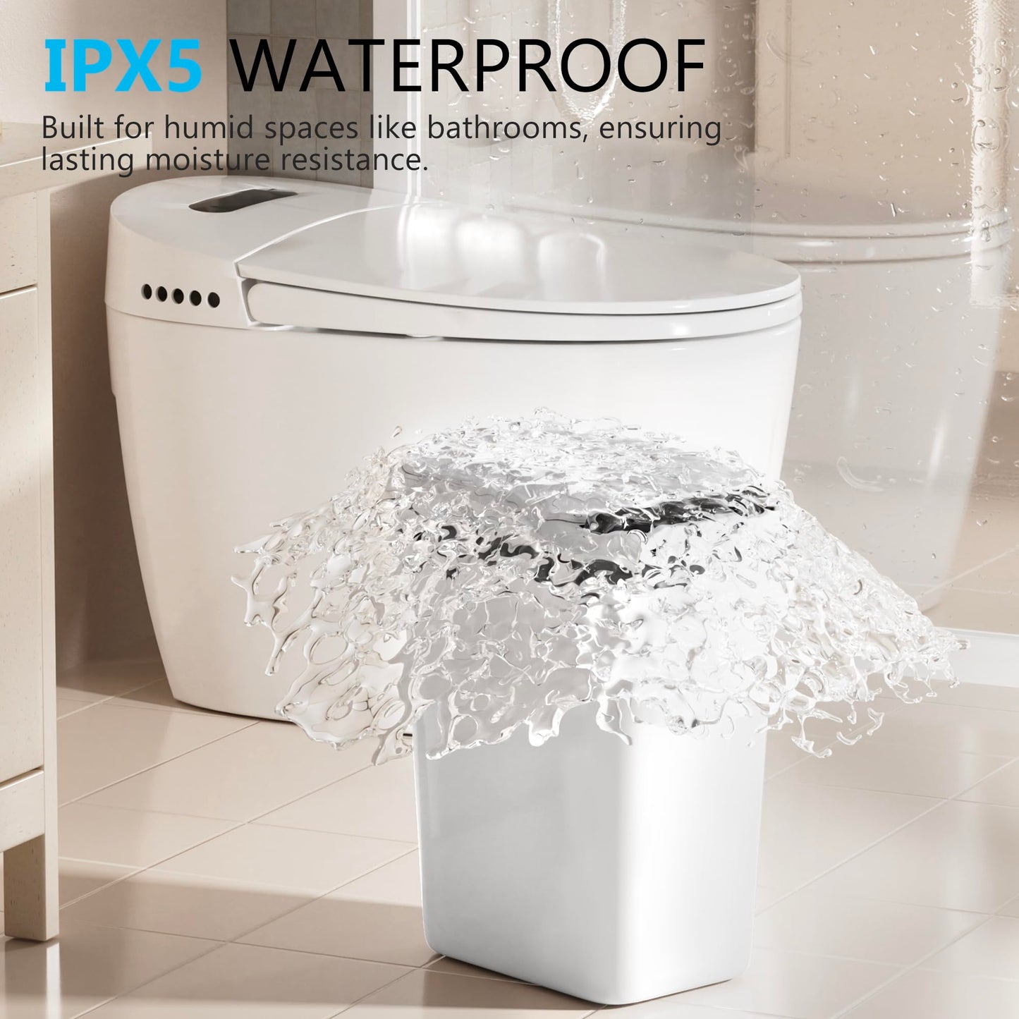 3 Pack Bathroom Trash Can with Lid Touchless Automatic Garbage Can, 2.6 Gallon Slim Waterproof Motion Sensor Smart Trash Can, Small Plastic Trash Bin for Bedroom, Office, Living Room - White