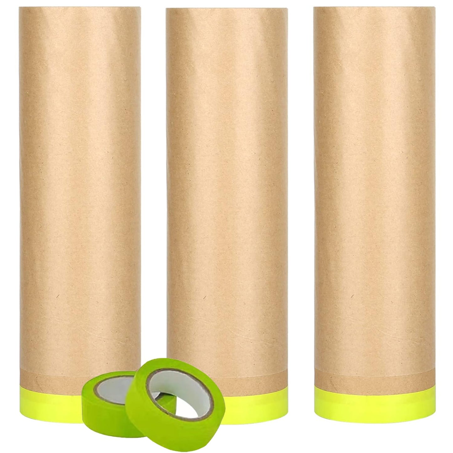 Pre-Taped Masking Paper for Painting-18 inch x 50 feet Tape and Drape for Painting, Painters Paper for Automotive Paint Masking, Floor Protection,Wall Covering