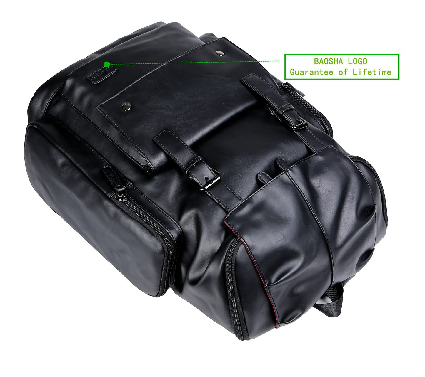 BAOSHA BP-16 PU Leather OVERSIZED Casual Backpack College Backpack Daypack Black