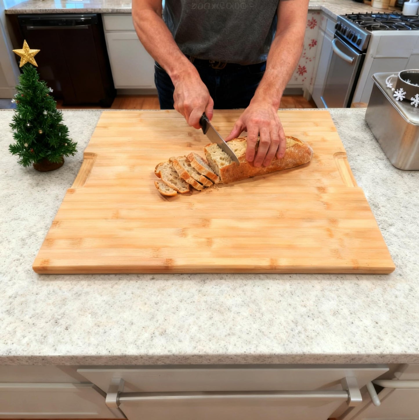 Utoplike Extra XL Large Cutting Board, Bamboo Wooden Cutting Boards for Kitchen, Big Butcher Block Chopping Board 20" x 20" with Juice Grooves(50.7 x 50.7cm)