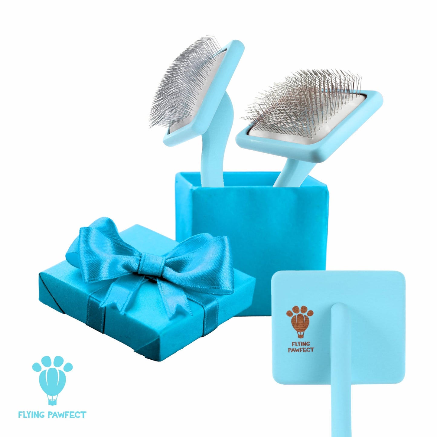 Flying Pawfect Dog Slicker Brush for Grooming Pet Hair - Best For Poodle & Golden Doodle - Long Haired Brush For Dogs - Goldendoodle Long Pins Tool For Dematting- Ideal Gift for Pet Groomers