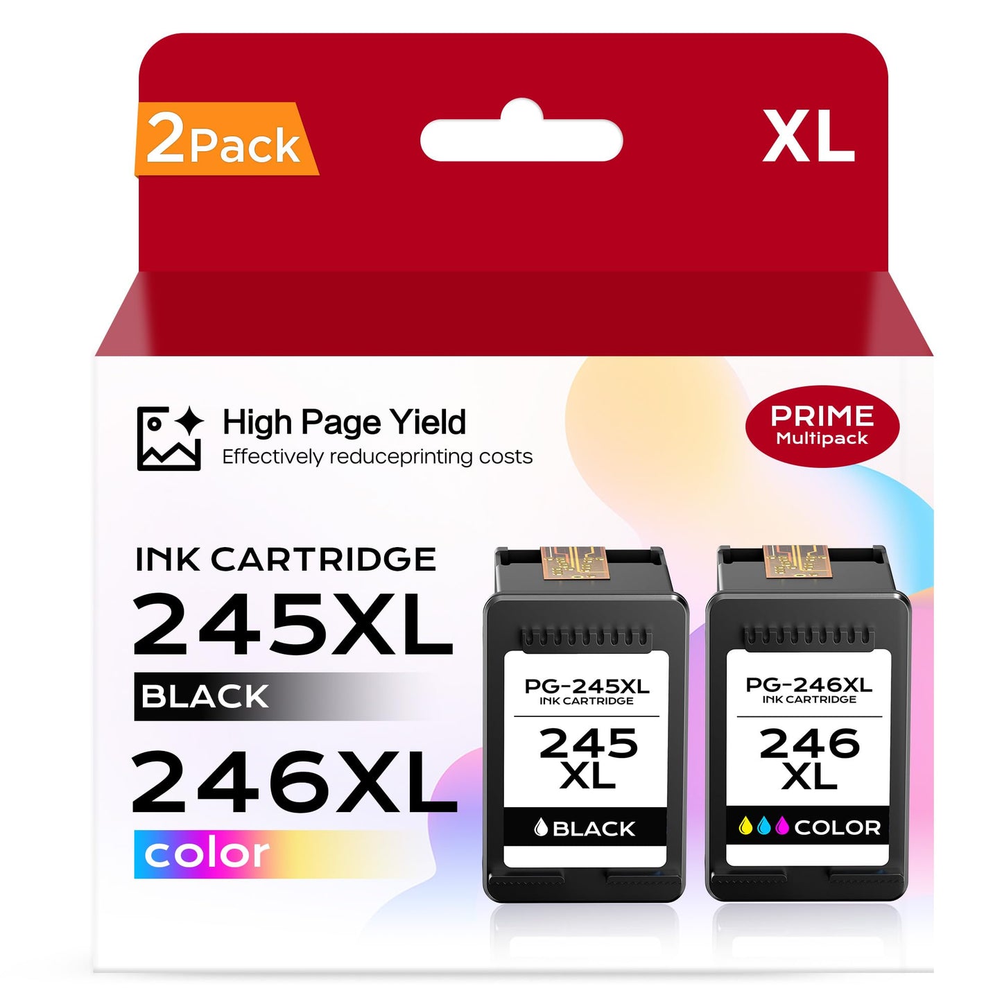 245XL 246XL Ink Cartridges 2 Pack Compatible with Canon Ink 245 and 246 Replacement for Canon PG-245XL CL-246XL MG2522 MG2500 TR4520 TS3120 TS3122 Printer (1Black, Tri-Color)