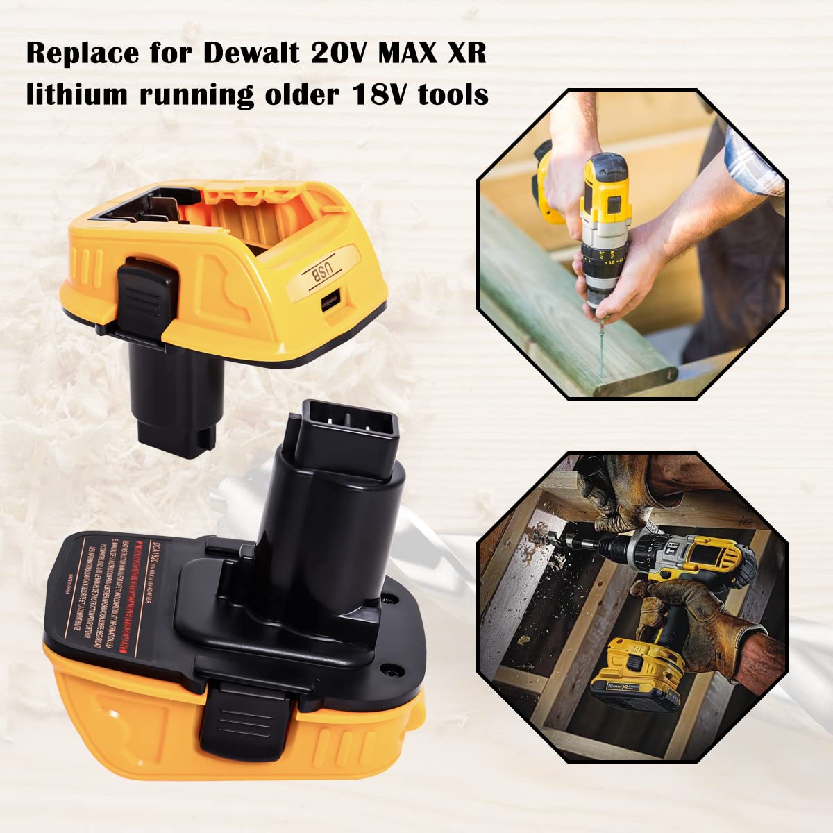 DCA1820 Adapter for Dewalt 18V to 20V, Upgraded Dewalt Battery Adapter Converter Compatible with DCB201, DCB203, DCB203BT Compact Batteries, for DEWALT 18 to 20 -Volt MAX Lithium-Lon -2 Packs