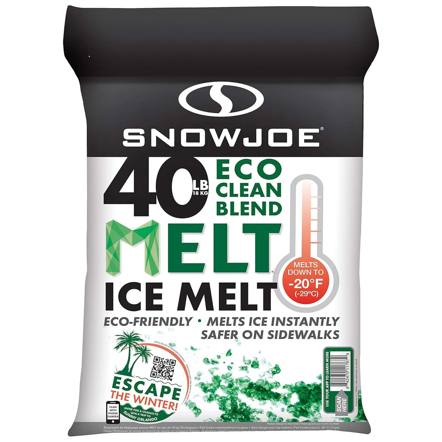 Snow Joe Snow & Ice Melter, Heat-Generating Pellets, Non-Staining Melt, 40 Lb Bag - Fast-Acting Deicer and Remover for Plants, Concrete, Driveway, Sidewalk, and Outdoor Spaces, Eco Clean