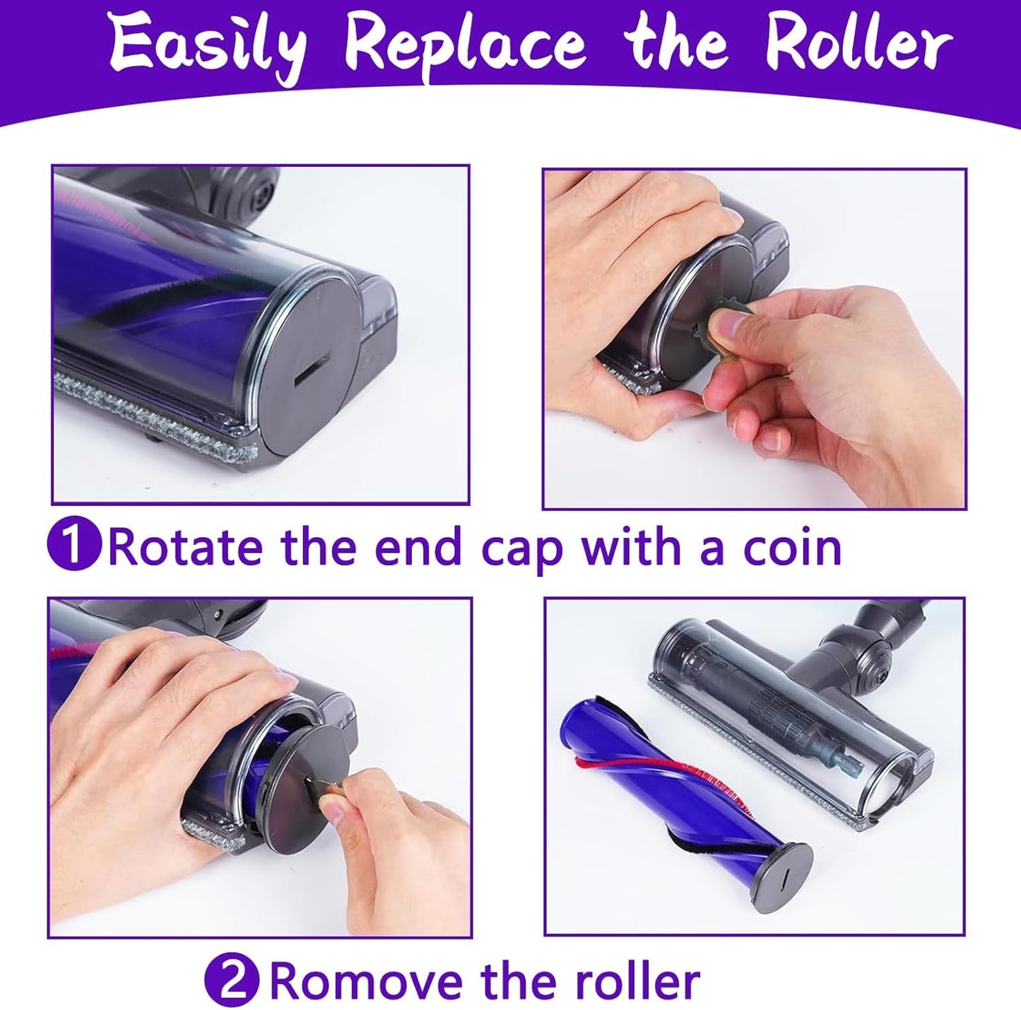 Quick-Release Vacuum Direct Drive Head Replacement for Dyson V7 V8 V10 V11 V15，Suitable for Hardwood Floor Carpets Attachment SV10 SV11 SV12 SV14 Attachment Part Electric Head Roller Brush