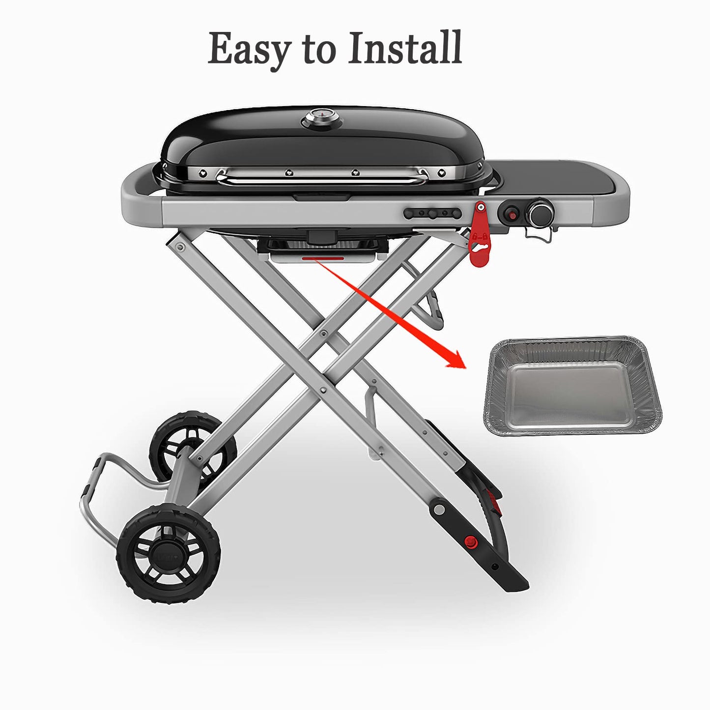 50 Pack 6415 Grease Drip Pan Liners for Weber Spirit Series, Q Series Grills,Genesis II LX 200 and 300 Series, Disposable Aluminum Foil BBQ Grease Trays, & for Baking Heating Storing Food 8.5" X 6"