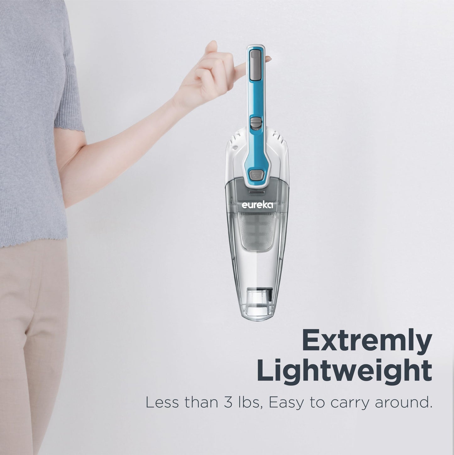 Eureka Home Lightweight Corded Stick Vacuum Cleaner, Powerful Suction Convenient Small Vacuum for Hard Floor, 3-in-1 Hand Vacuum, Aqua Blue, NES100