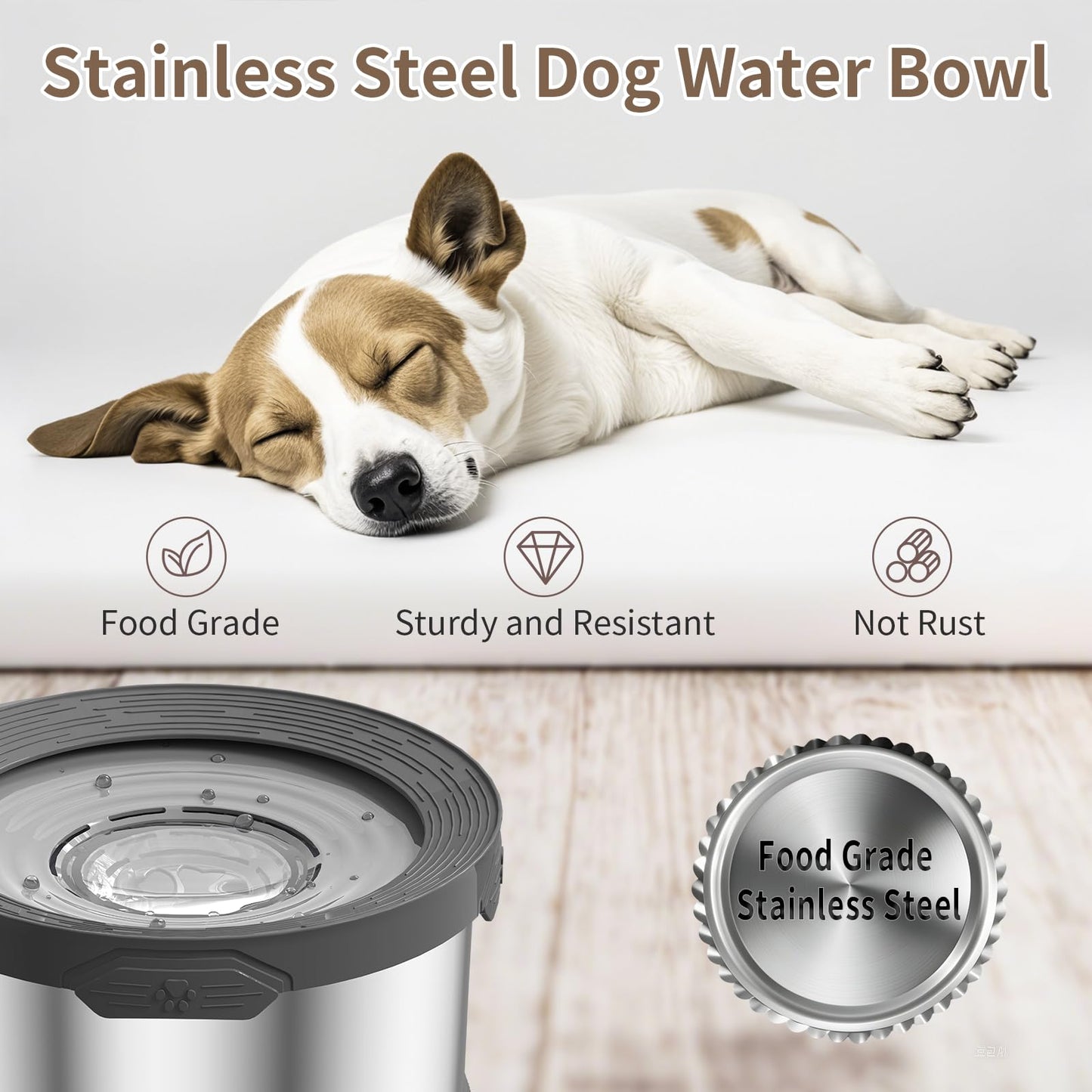 10L Dog Water Bowl No Spill 2.6 Gallon Super Large Capacity Stainless Steel Dog Water Bowls 338oz Slow Drinking Dog Water Bowl with Non-Slip Base Pet Water Dispenser for Dogs