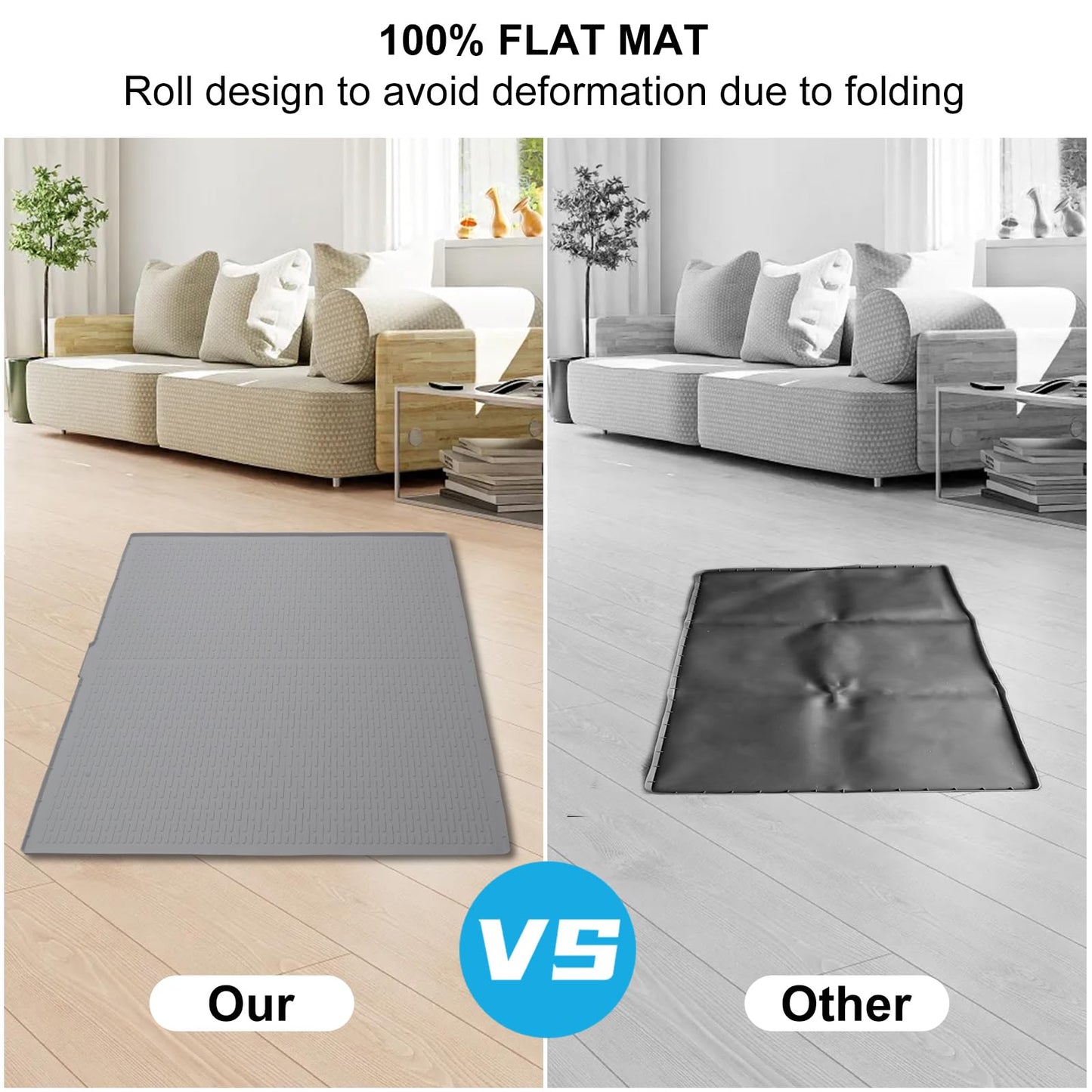 Large Silicone Litter Mat 47x35in,XXXL Waterproof Cat Litter Trapping Mat,Washable Cat Litter Box Trapping Mats for Floor