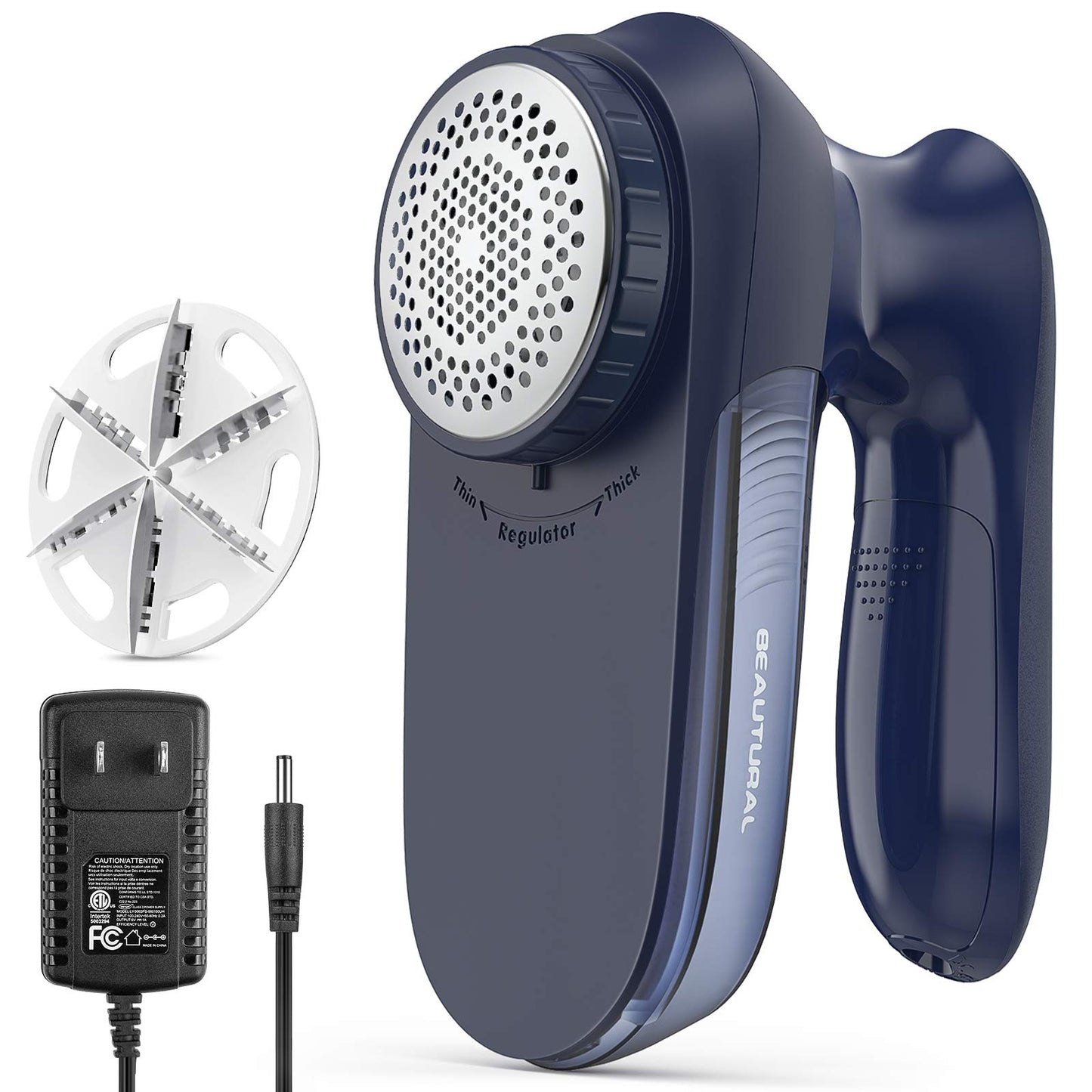 BEAUTURAL Fabric Shaver and Lint Remover Home-Edition, Powerful & Efficient Sweater Defuzzer with 2-Speeds for Clothes and Furniture, AC Adapter or Battery Powered Pill Fuzz Remover