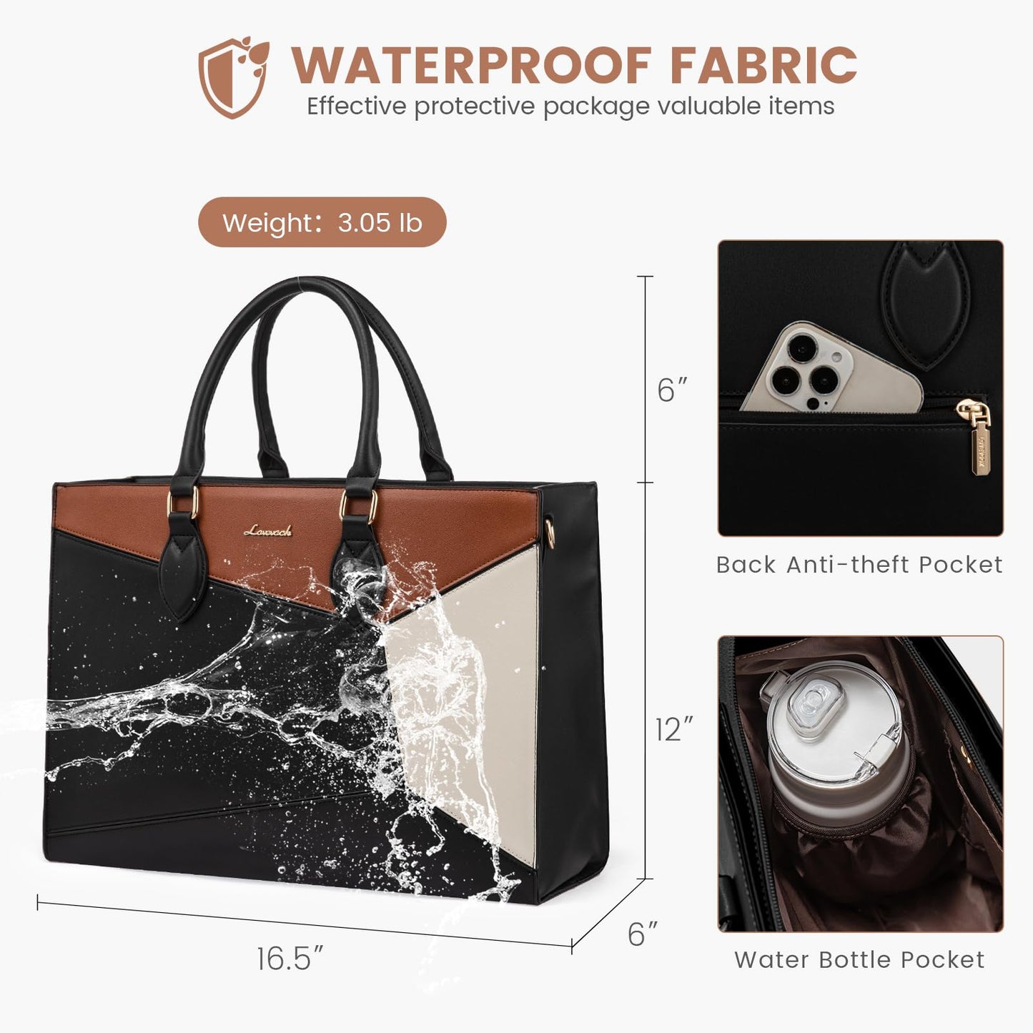 LOVEVOOK Laptop Tote Bag for Women Work Travel, Stylish Teacher Bag Purse Computer Bag, Nurse Bags Briefcase Business Handbag