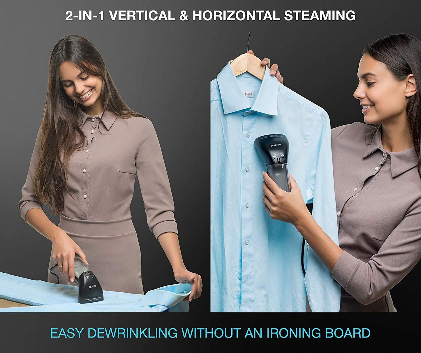 Steamer for Clothes, Best Portable Travel and Home Garment Steamer, Metal Steam Head, 25s Heat Up, Pump System, Mini Size, Large Water Tank, Handheld Steamer for Any Fabrics, No Water Spitting, 110V