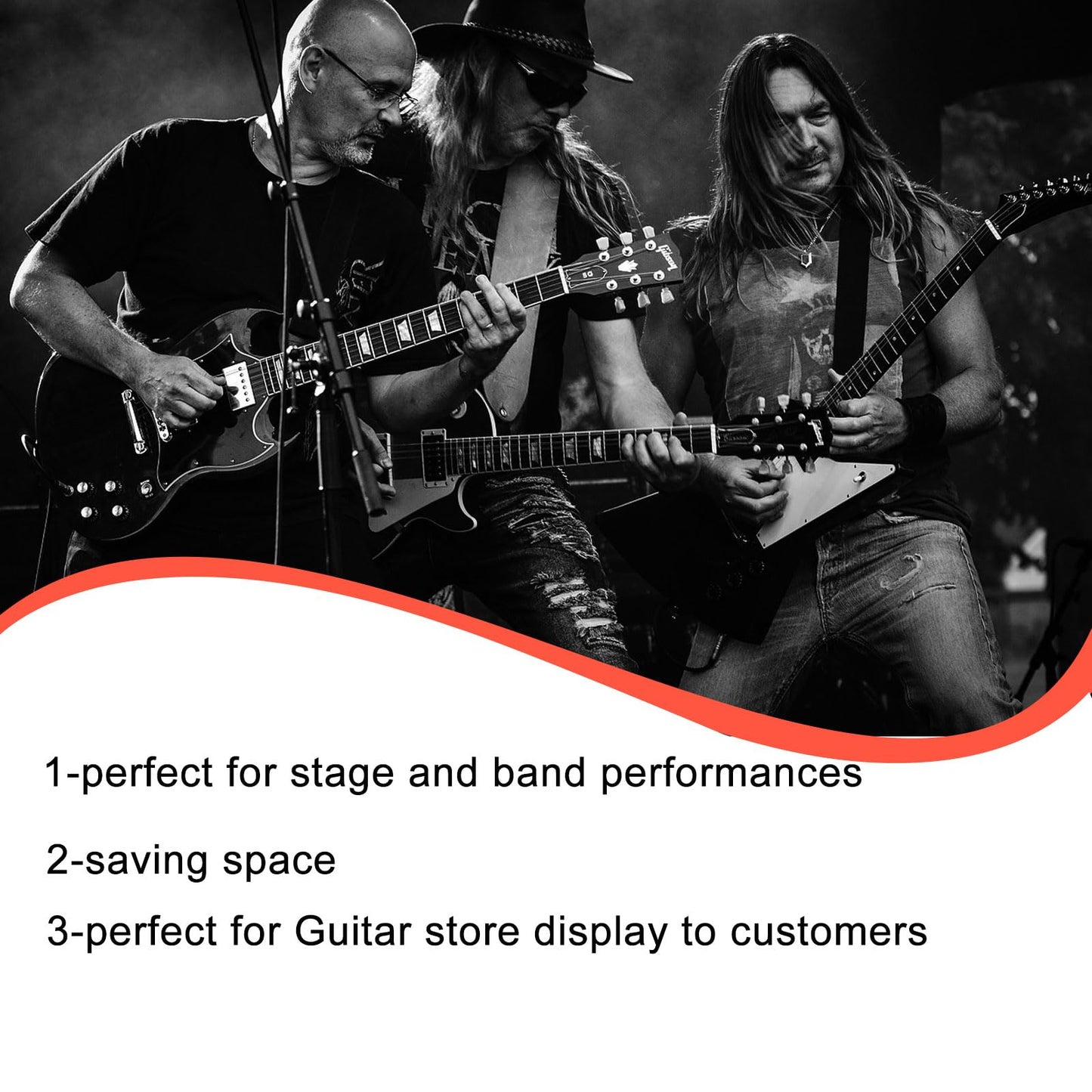 YEVVAIOC Multi Guitar Stand 5 Guitar Stand Rack Folding Guitar Stand Multiple 5-Space Instrument Stage Studio Display Rack Movable 5 Holder.