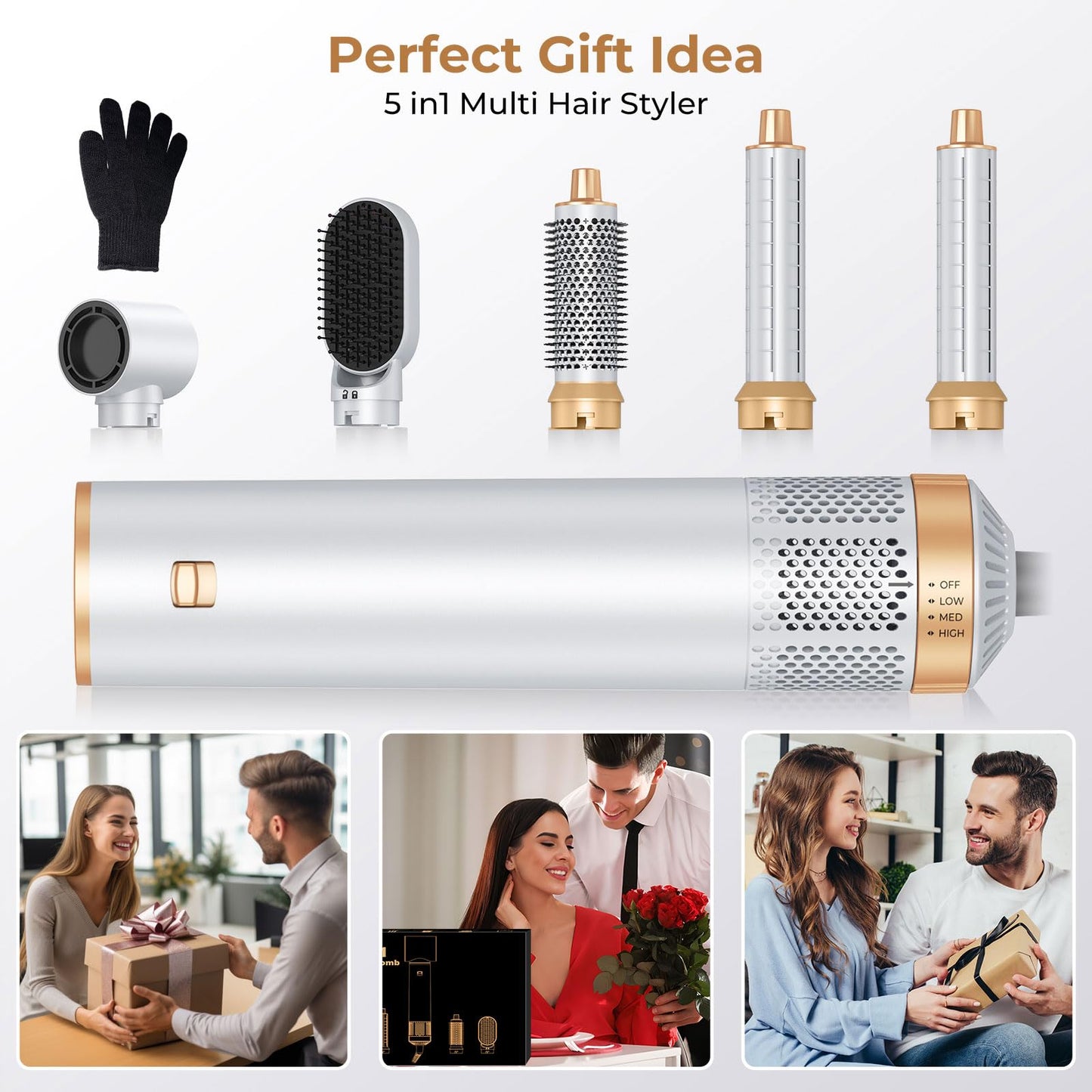 Blow Dryer Brush 5 in 1, Negative Ion Hair Dryer Brush Set Air Styler Curling Wrap Air Curler, Upgrade Hot Air Brush Curling Iron Hair Styling Tools As A Gift for Straight/Curl/Drying/Smoothing